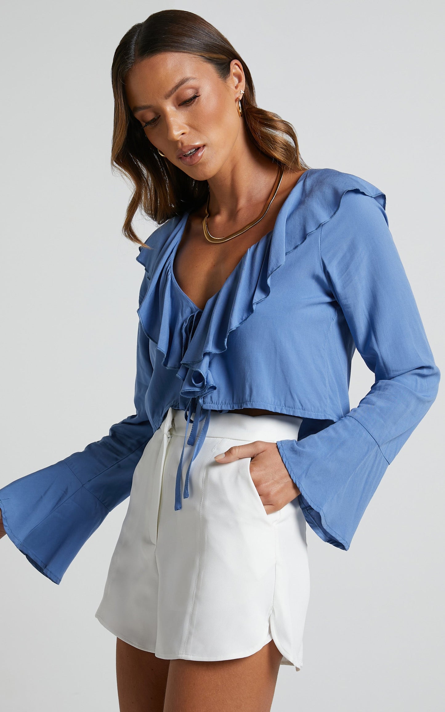 Rumina Top - Long Sleeve Top in Blue