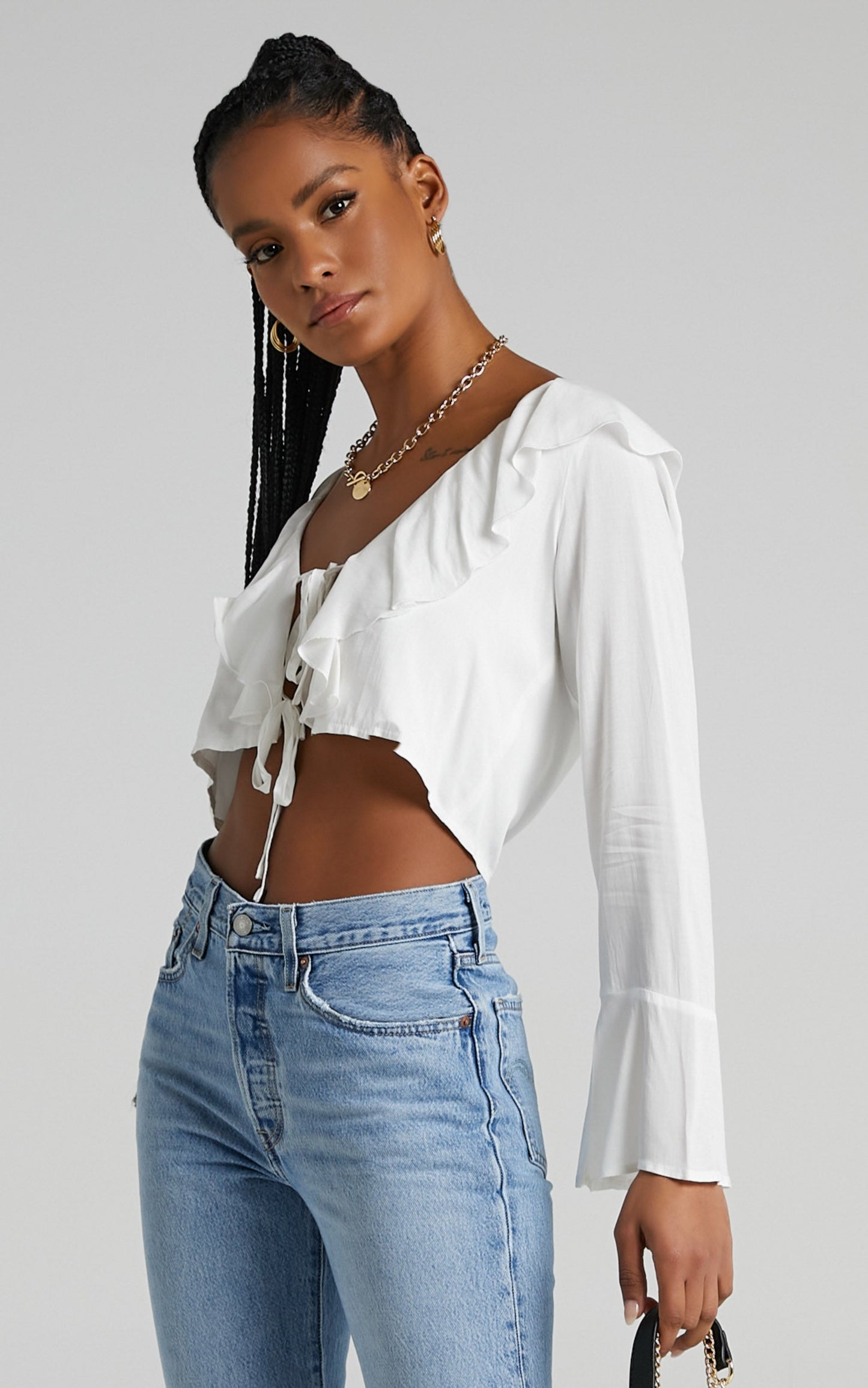 Rumina Top - Long Sleeve Top in White