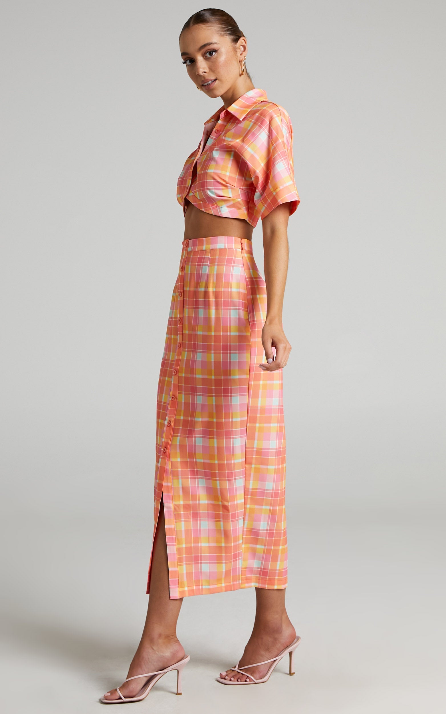 Runaway The Label - Avena Shirt in Orange Check