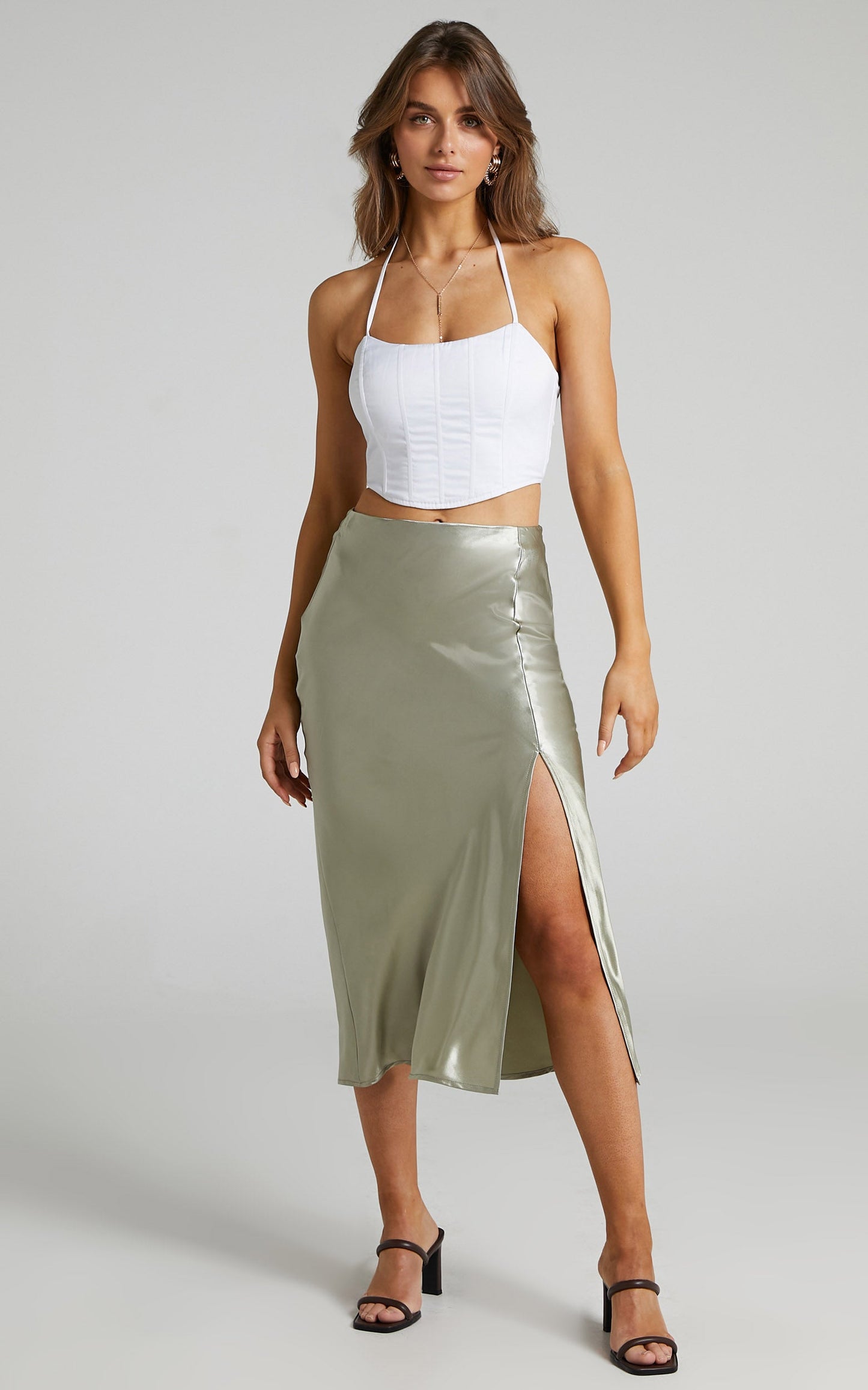 Runaway The Label - Carmen Slip Skirt in Sage