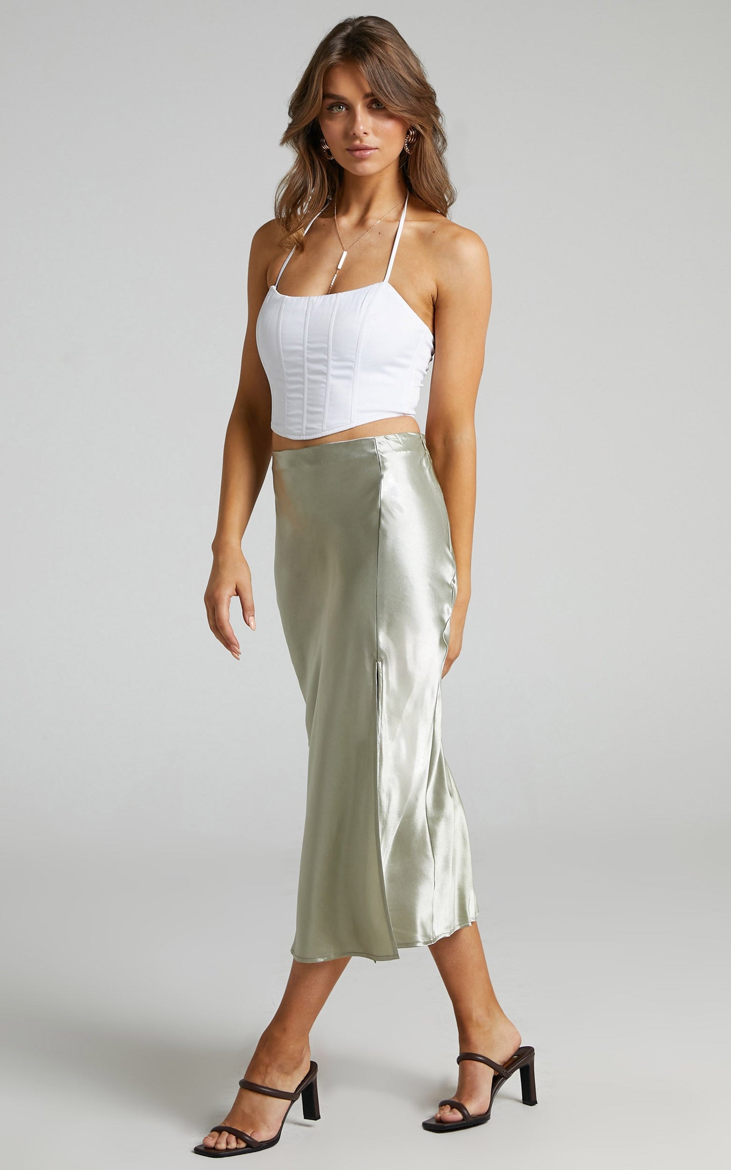 Runaway The Label - Carmen Slip Skirt in Sage