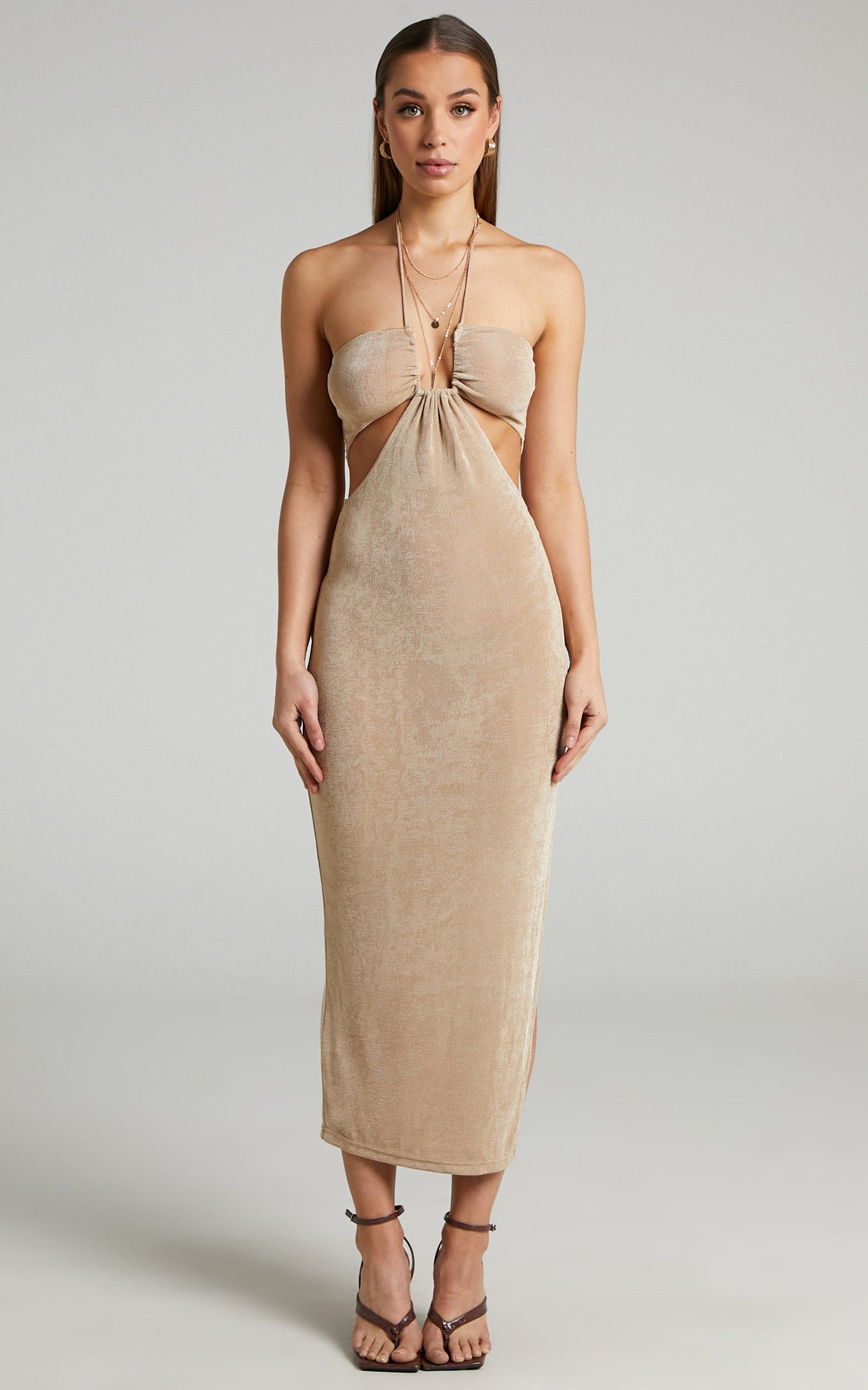 Runaway The Label - Jodi Midi Dress in Gold