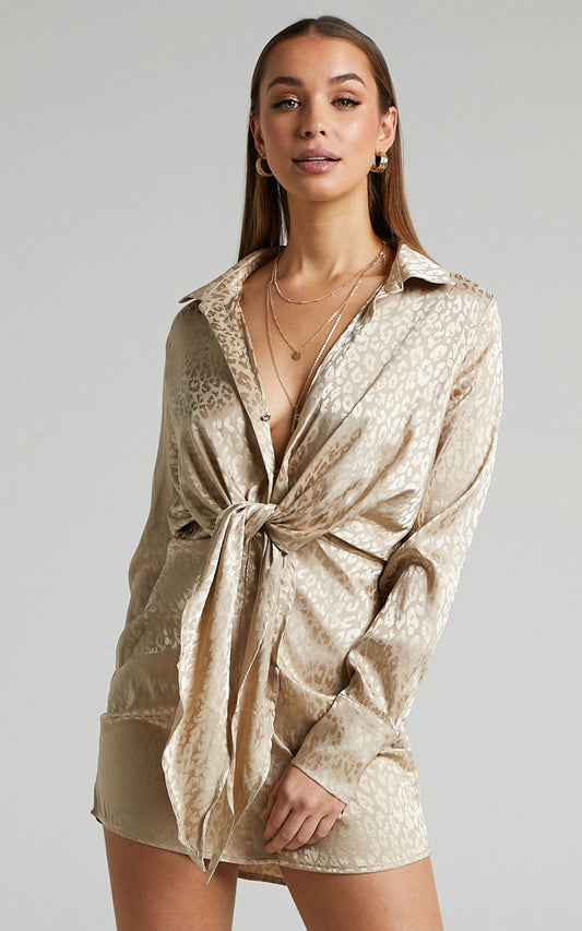 Runaway The Label - Ruby Shirt Dress in Champagne