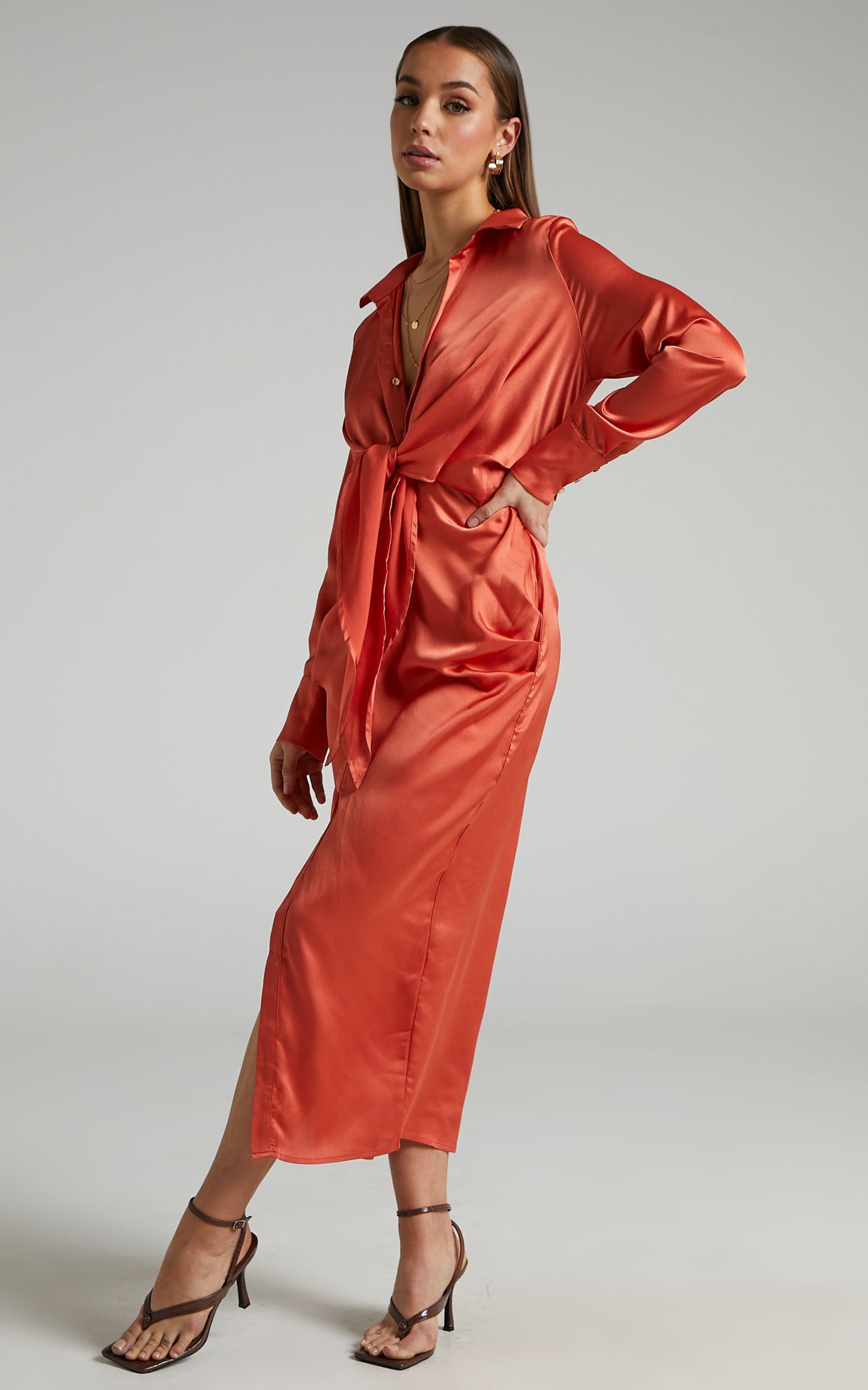 Runaway The Label - Skylar Shirt Dress in Amber