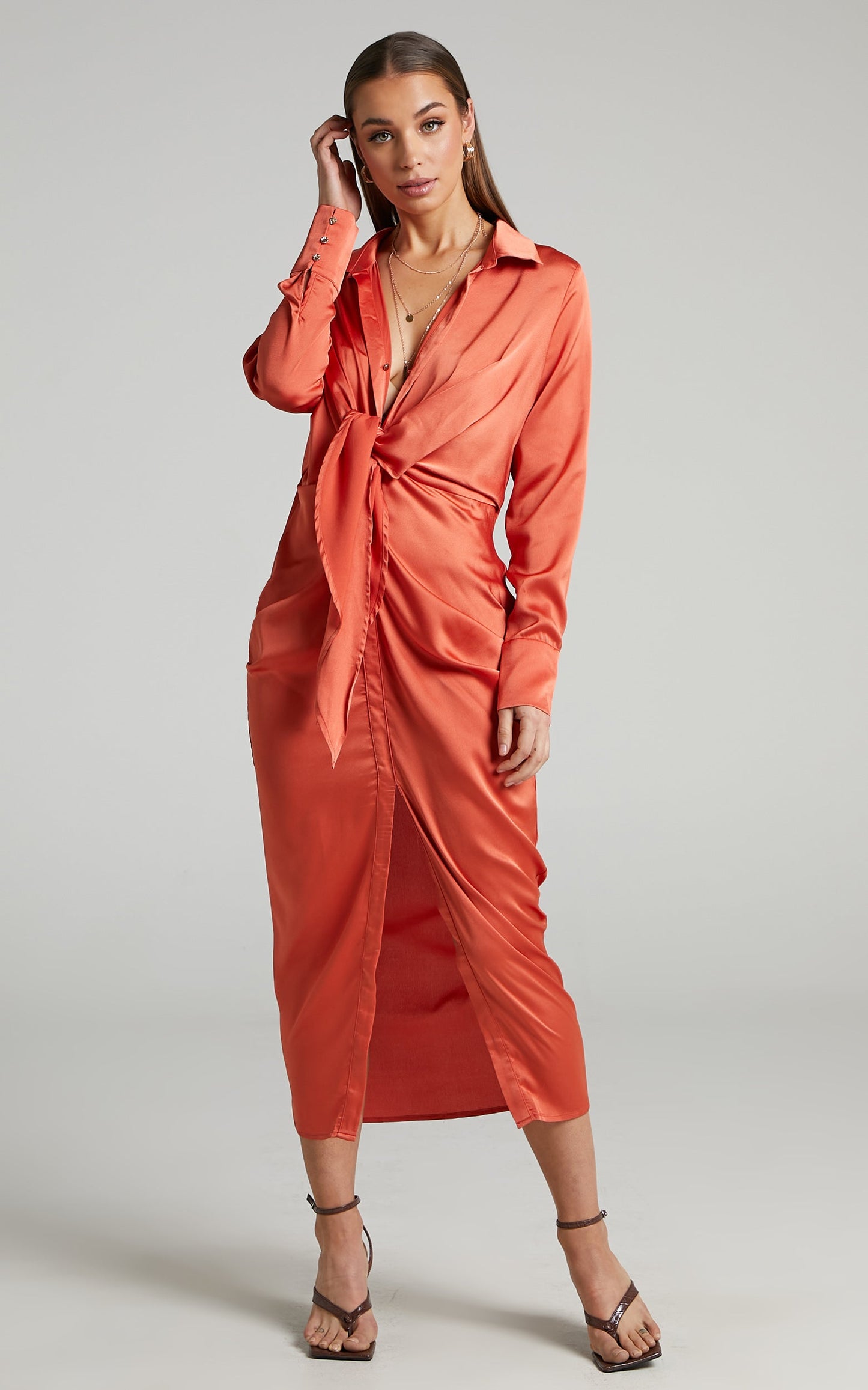 Runaway The Label - Skylar Shirt Dress in Amber