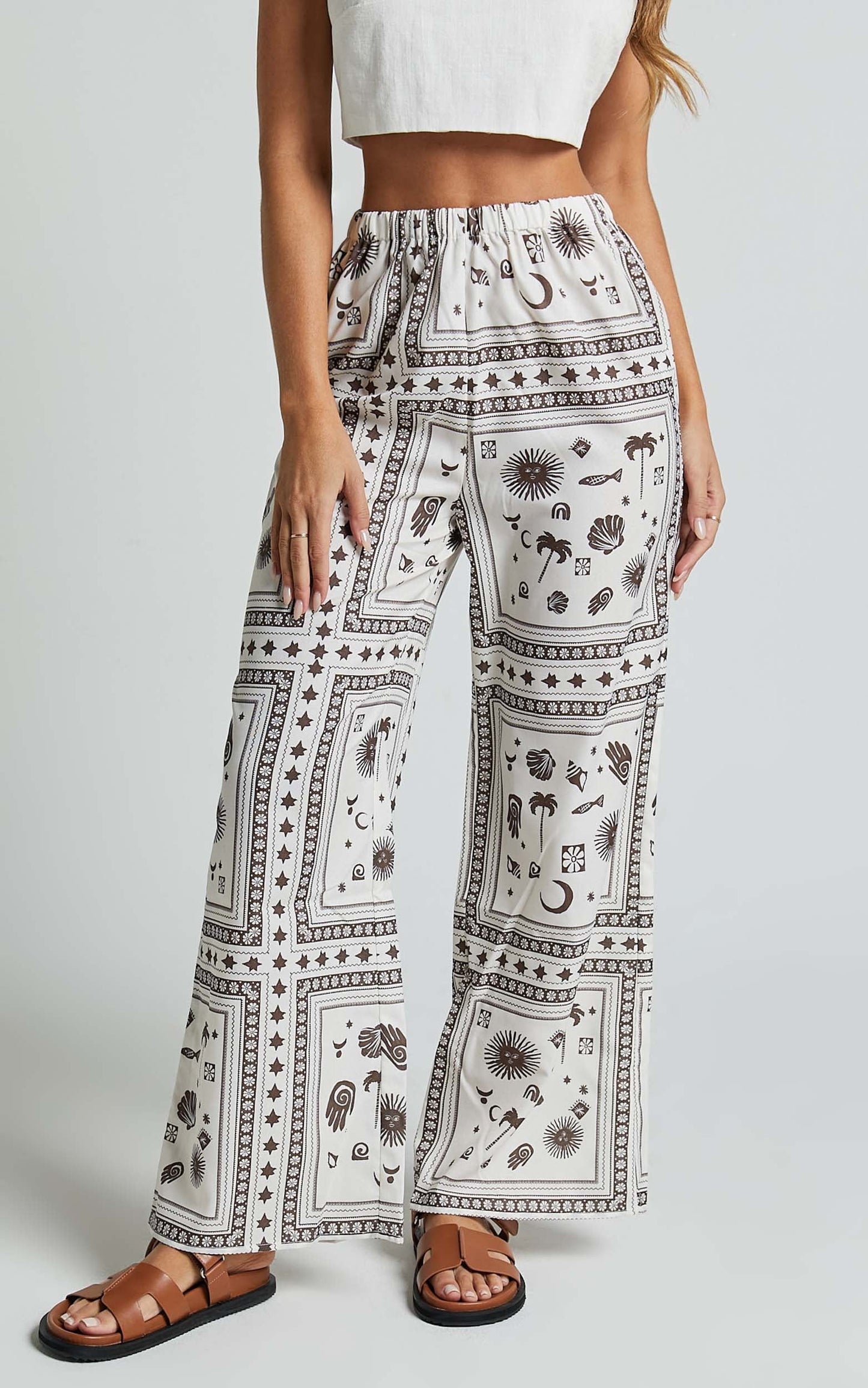 Ryleigh Pants - High Waisted Drawstring Relaxed Pants in MYSTIC PRINT