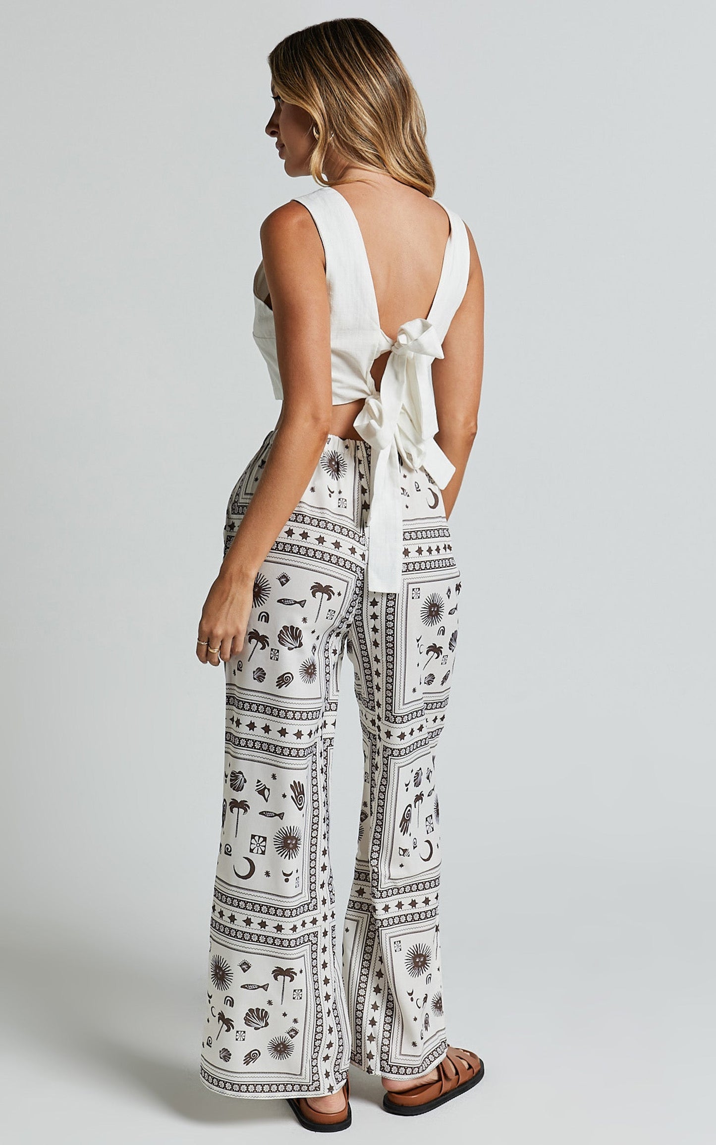 Ryleigh Pants - High Waisted Drawstring Relaxed Pants in MYSTIC PRINT