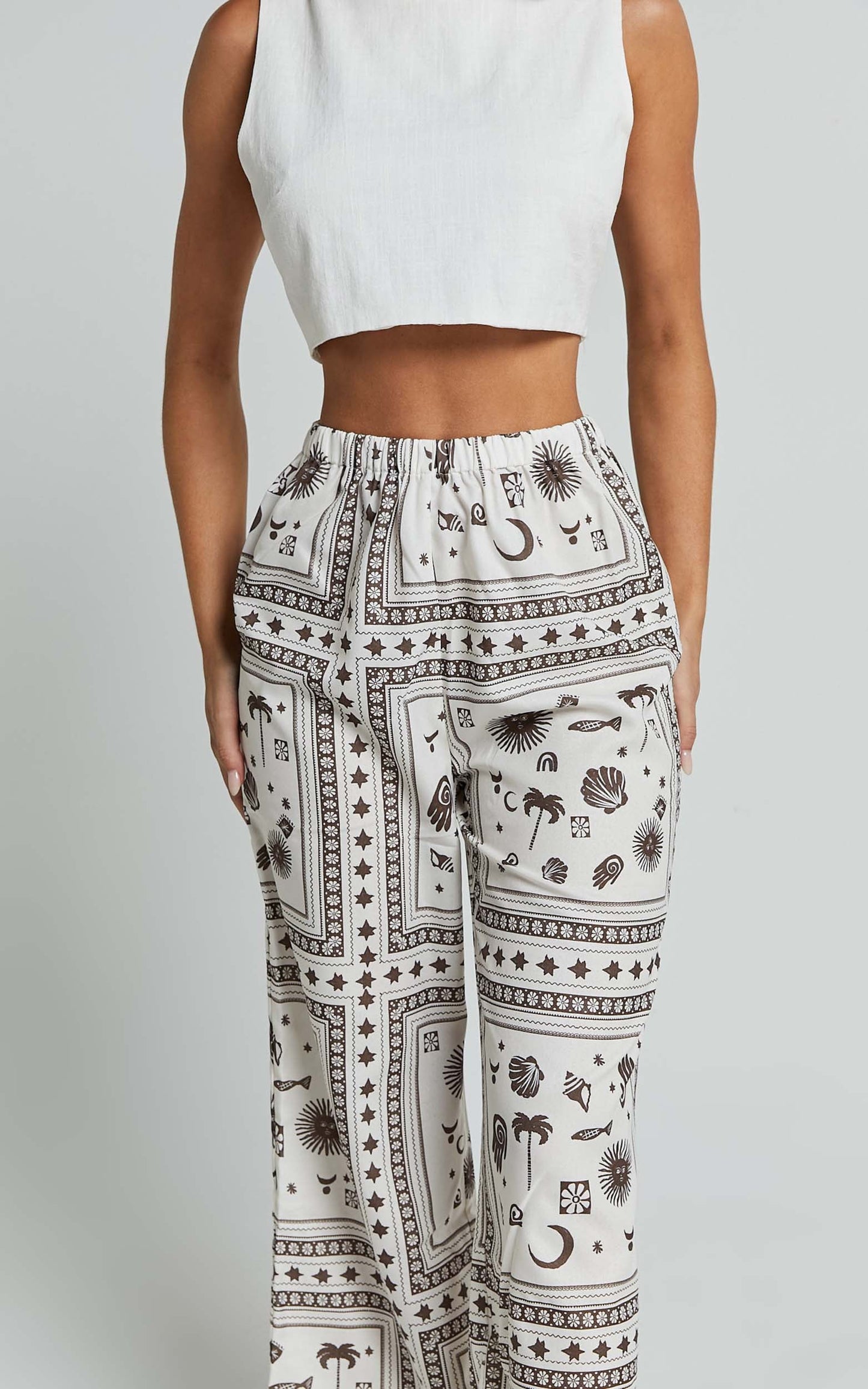 Ryleigh Pants - High Waisted Drawstring Relaxed Pants in MYSTIC PRINT