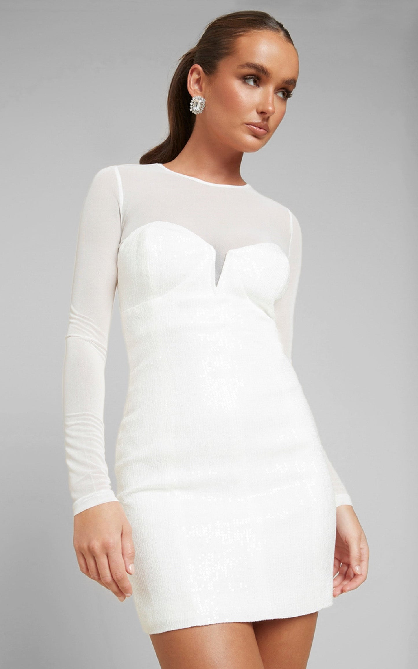 Runaway The Label - Nikki Mini Dress in White Sequin