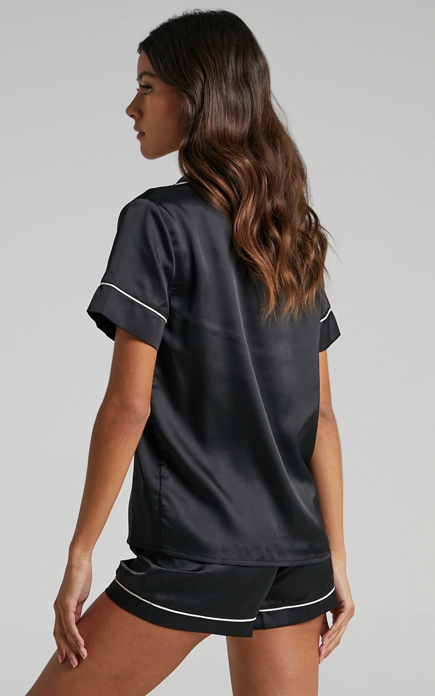 Sleep All Day Top in Black Satin