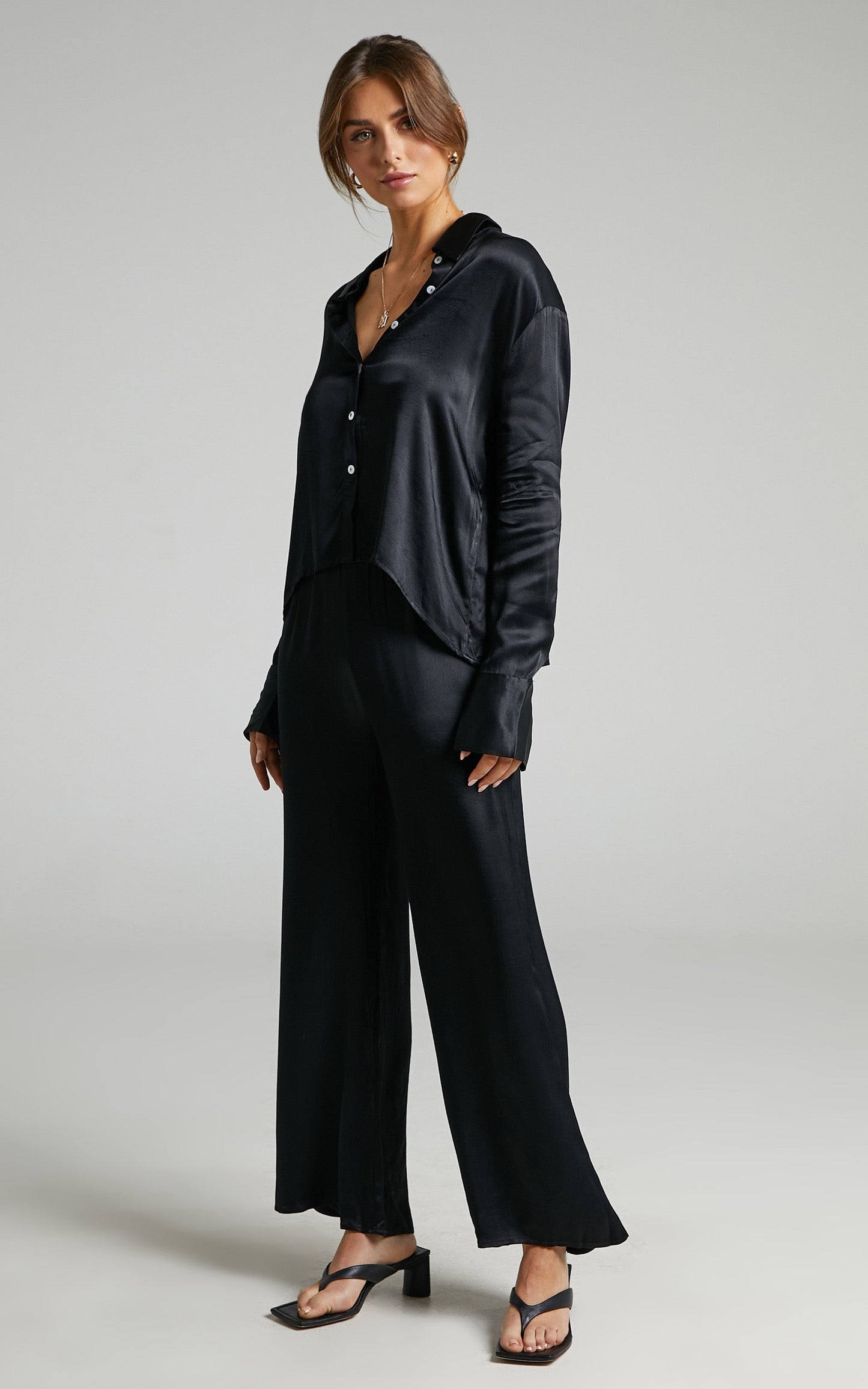 SNDYS - Rising Star Satin Shirt in Black