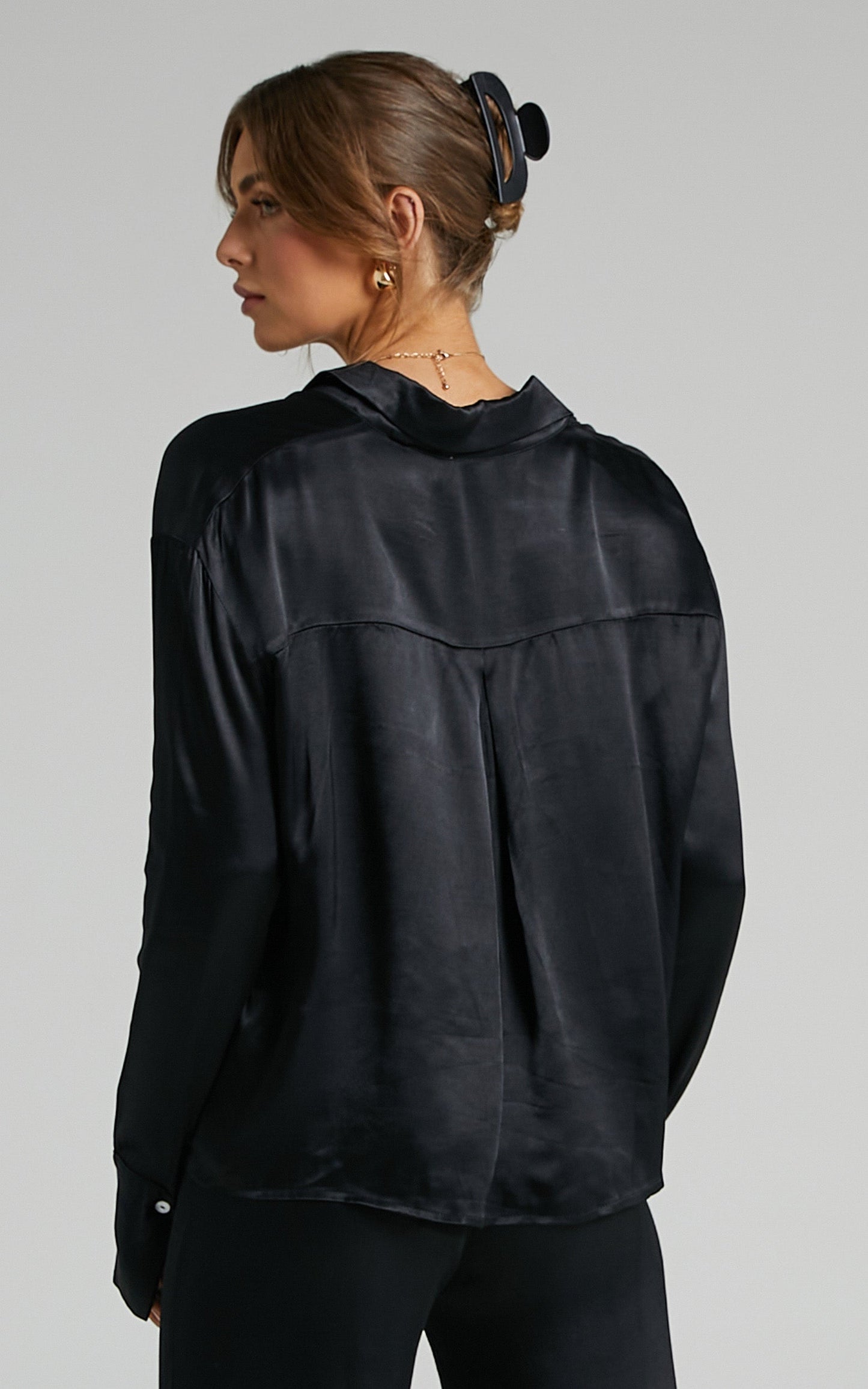 SNDYS - Rising Star Satin Shirt in Black