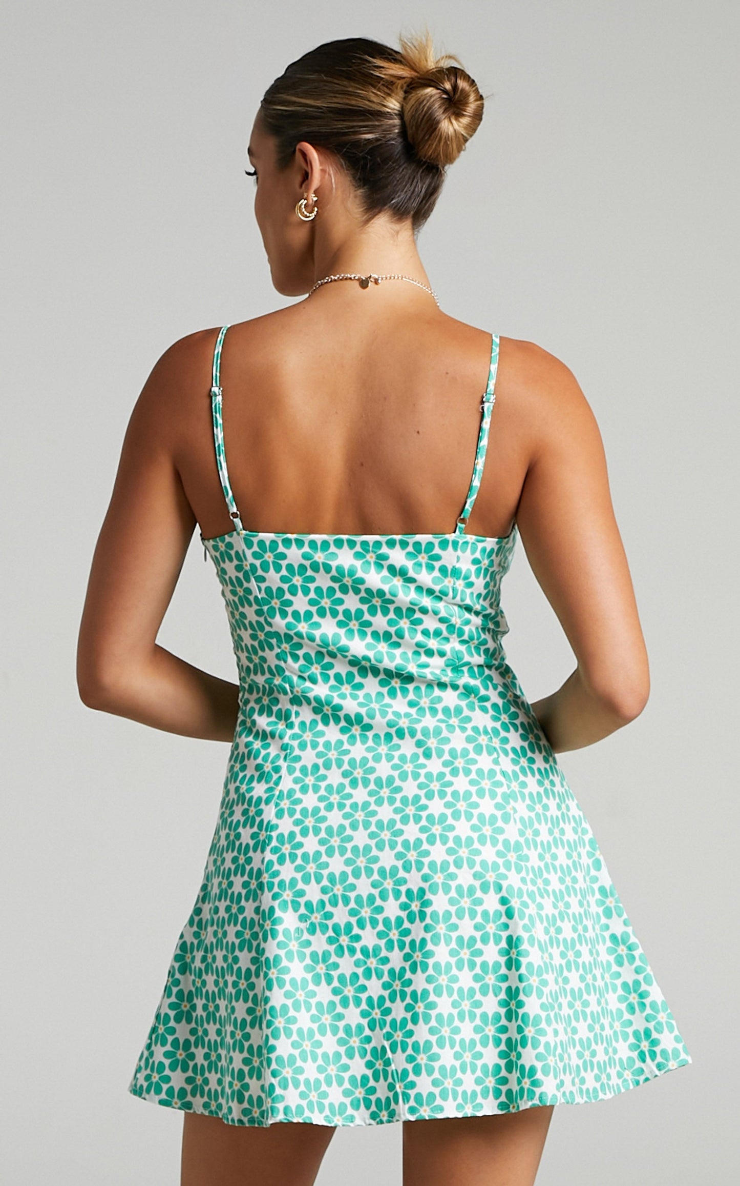 Sabine Mini Dress with Bust Cup Detailing in Green
