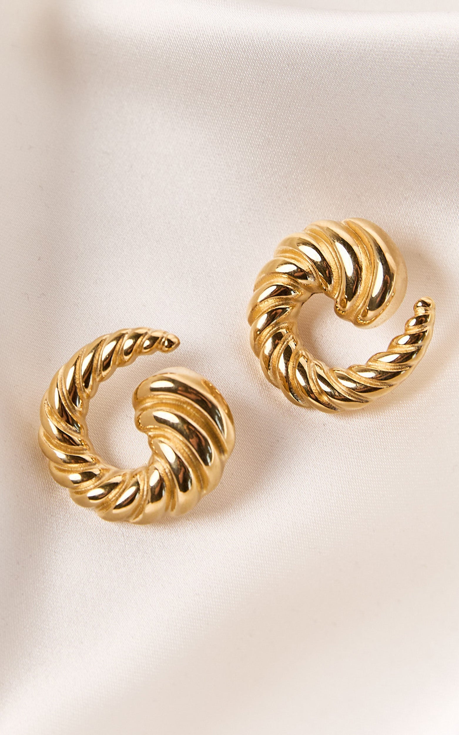 Sade Earrings - Croissant Swirl Detail Statement Earring in Gold