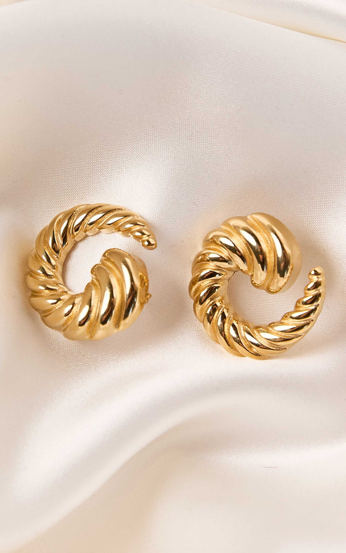 Sade Earrings - Croissant Swirl Detail Statement Earring in Gold
