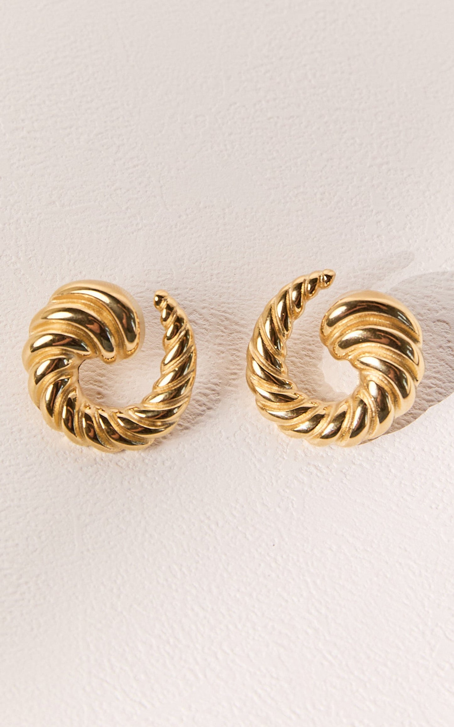 Sade Earrings - Croissant Swirl Detail Statement Earring in Gold
