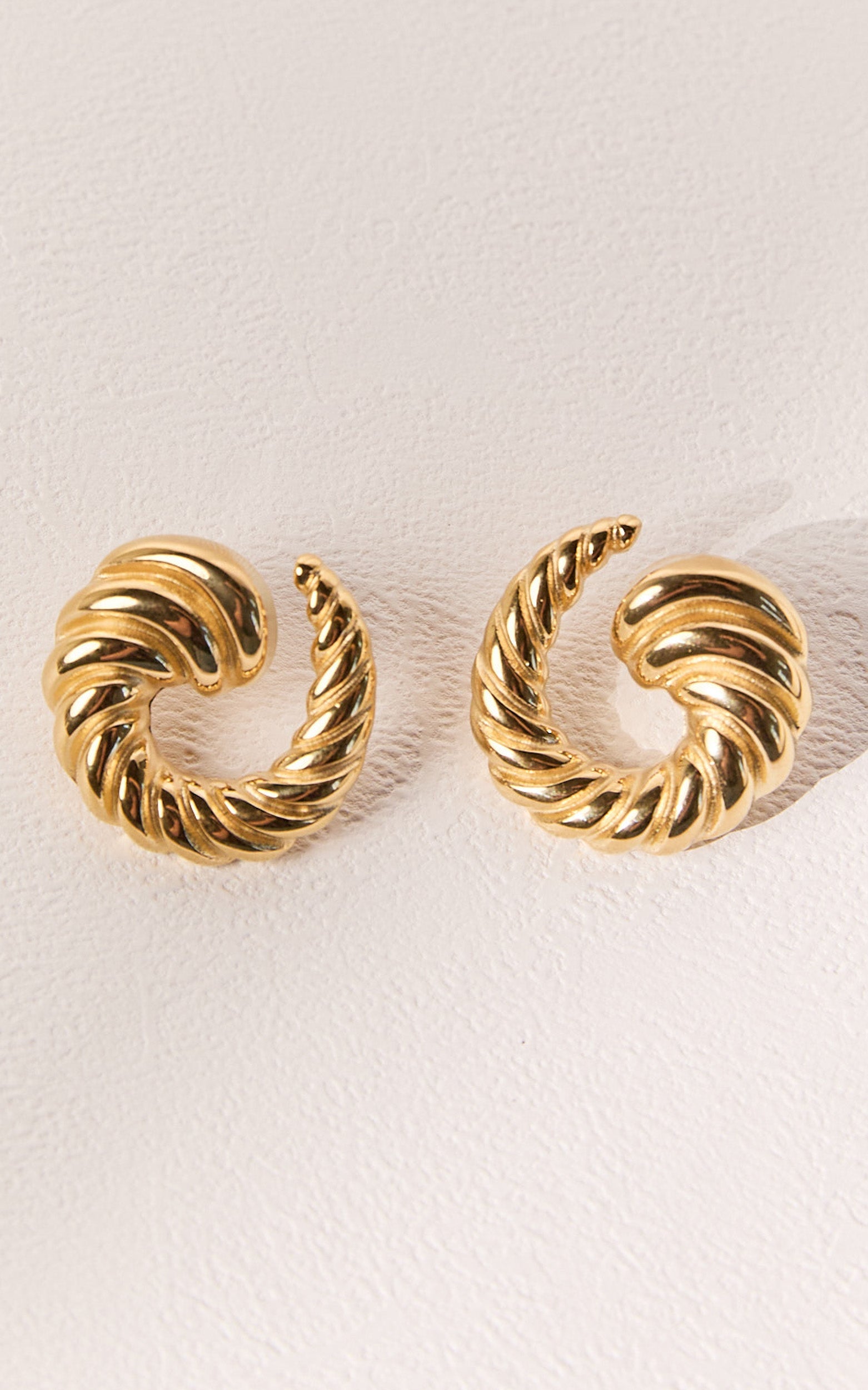 Sade Earrings - Croissant Swirl Detail Statement Earring in Gold