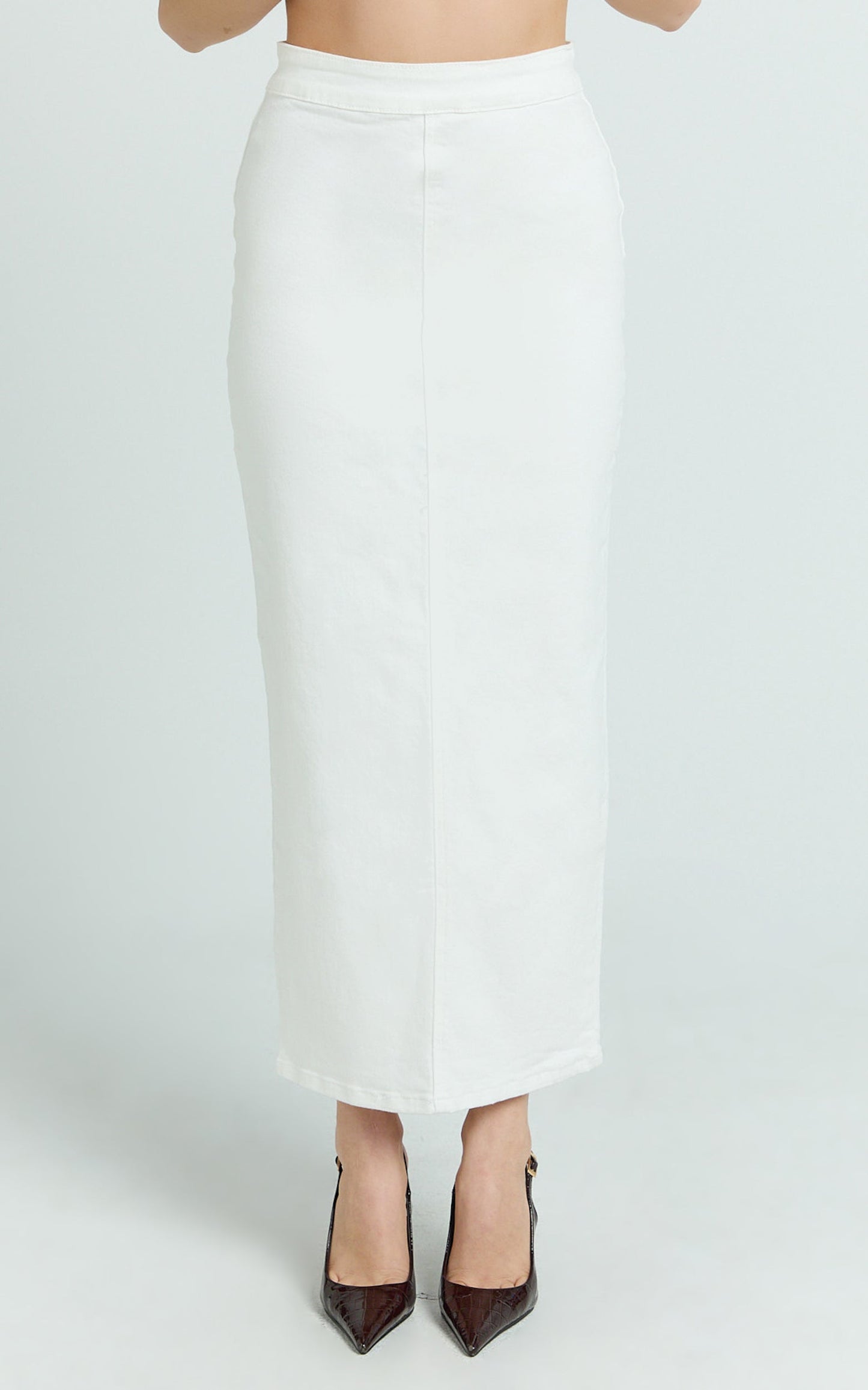 Sahara Maxi Skirt - Mid Waist Denim Maxi Skirt in Ecru