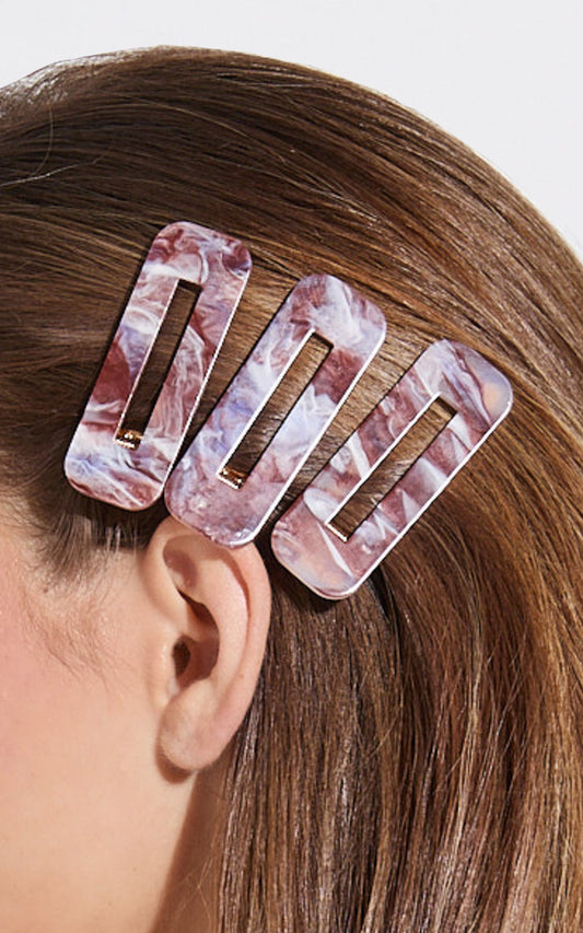 Samantha Hair Clip Three Pack in Marble Red