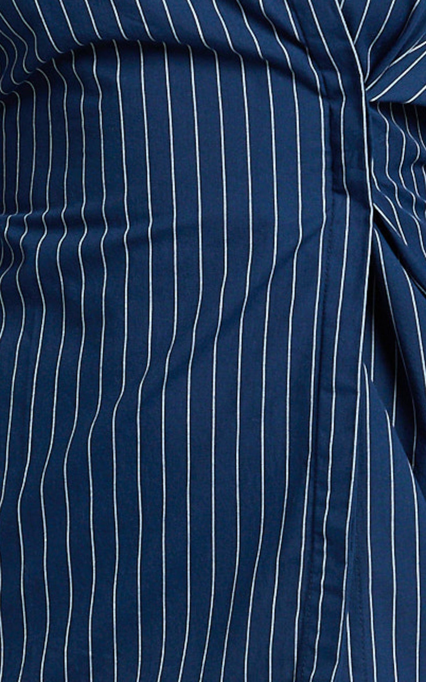 Sanya Mini Dress - Cinched Waist Stripe Dress in Navy Pinstripe