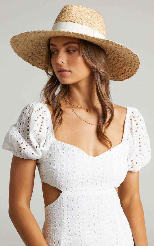 Sara Wide Brim Straw Hat in Natural