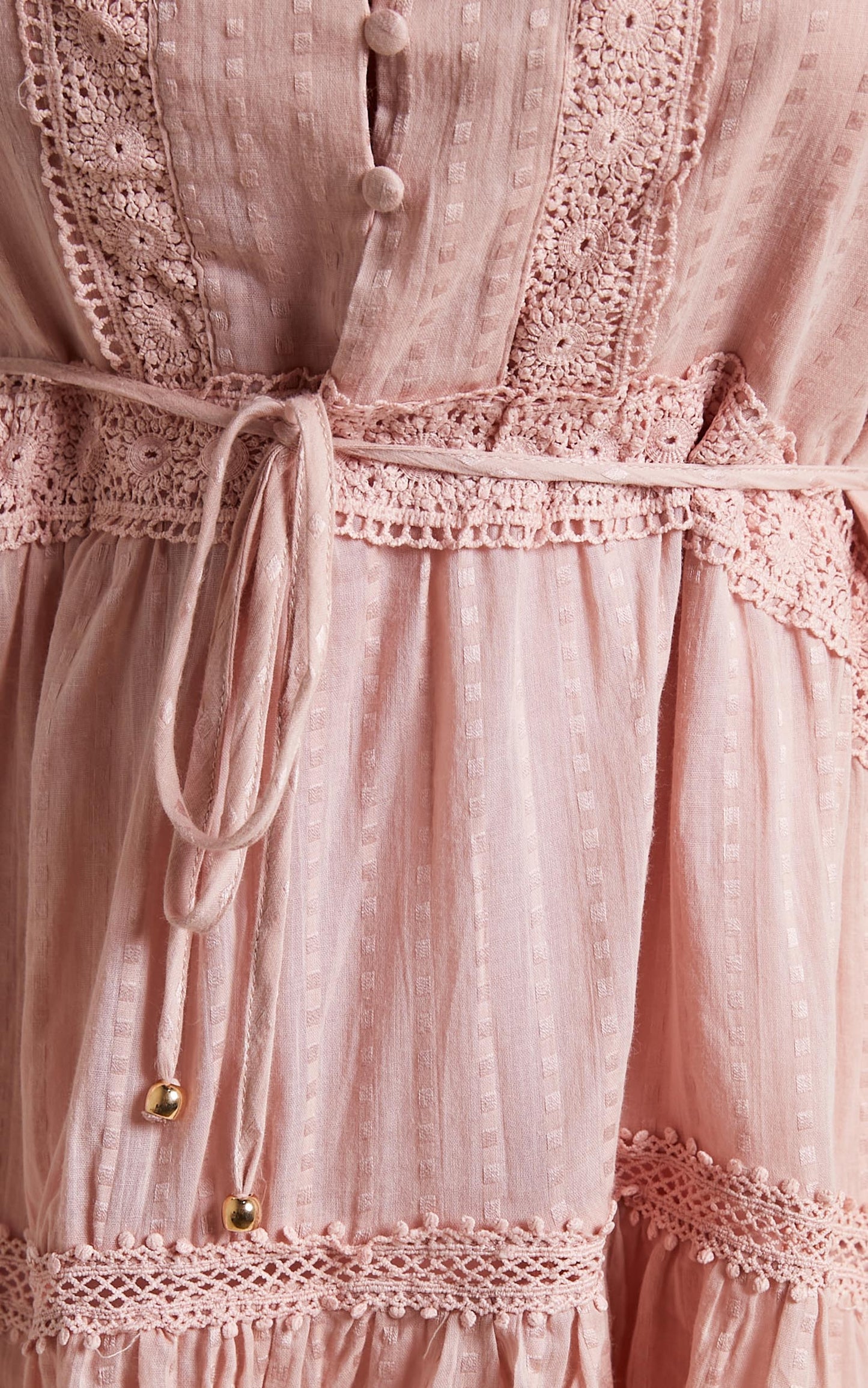 Scotty Mini Dress - Button Up Broderie Dress in Dusty Pink