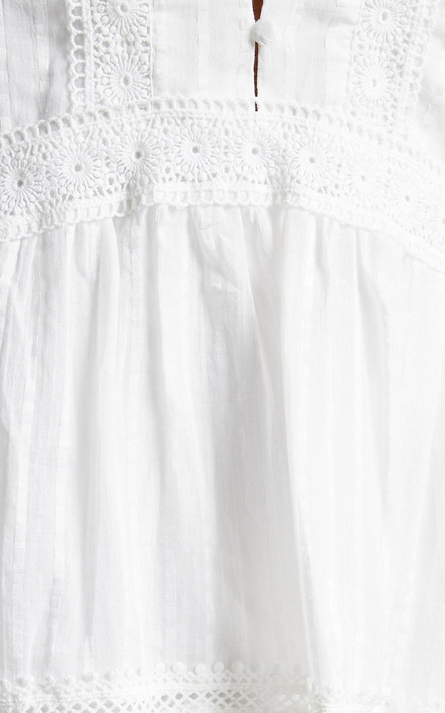 Scotty Mini Dress - Button Up Broderie Dress in White