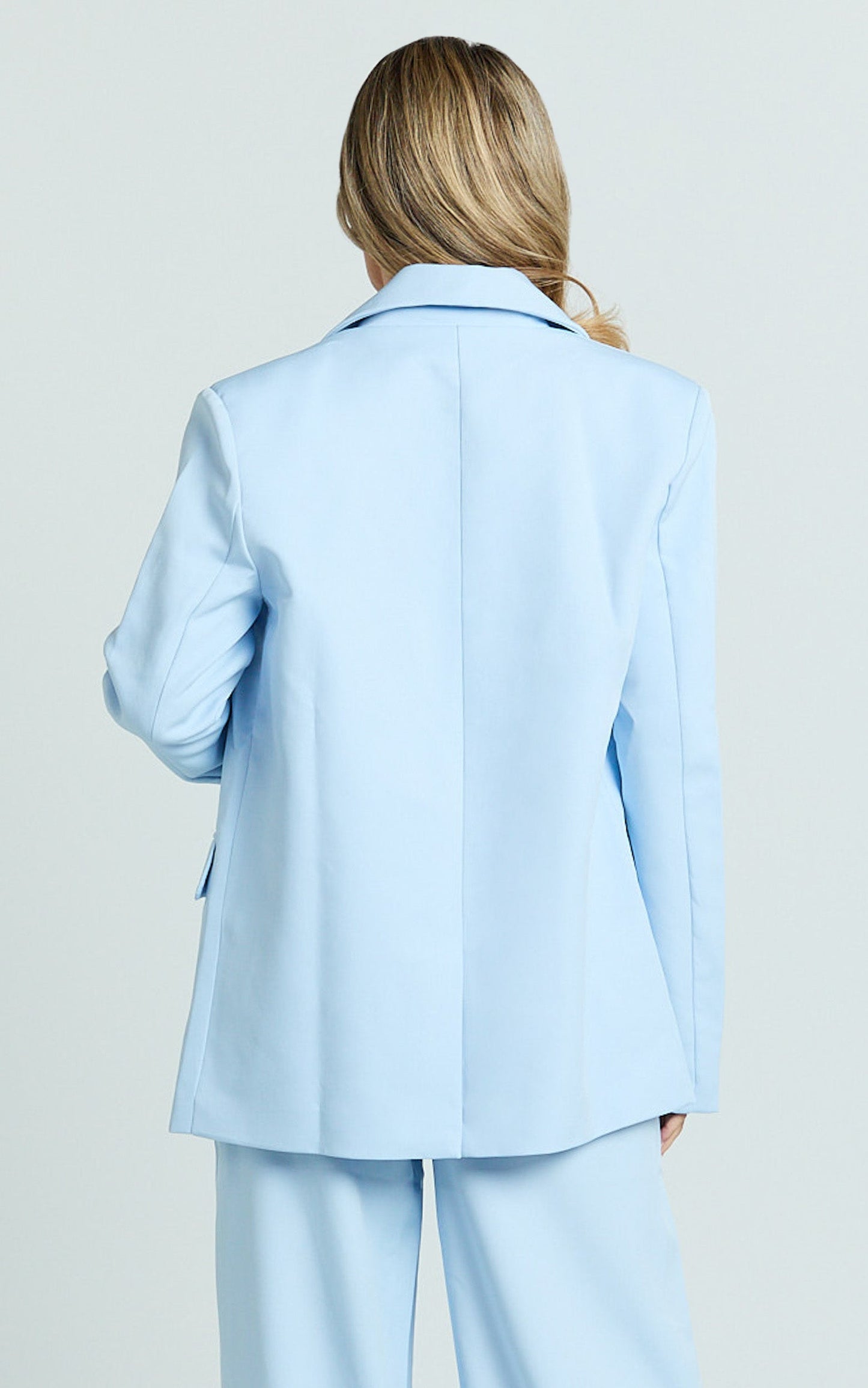 Selena Blazer - Boxy Single Breasted Blazer in Baby Blue