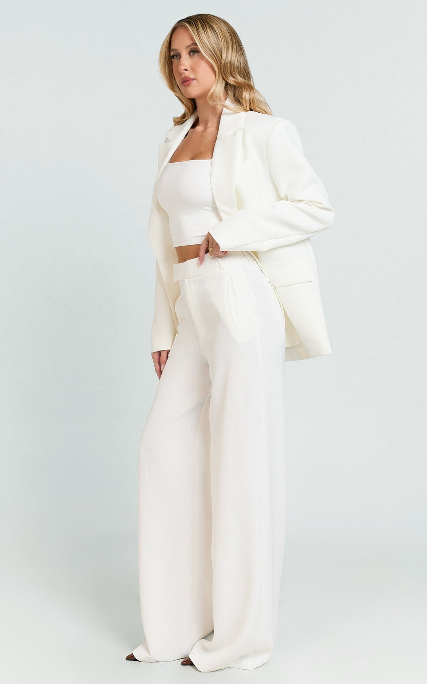 Selena Blazer - Boxy Single Breasted Blazer in Cream