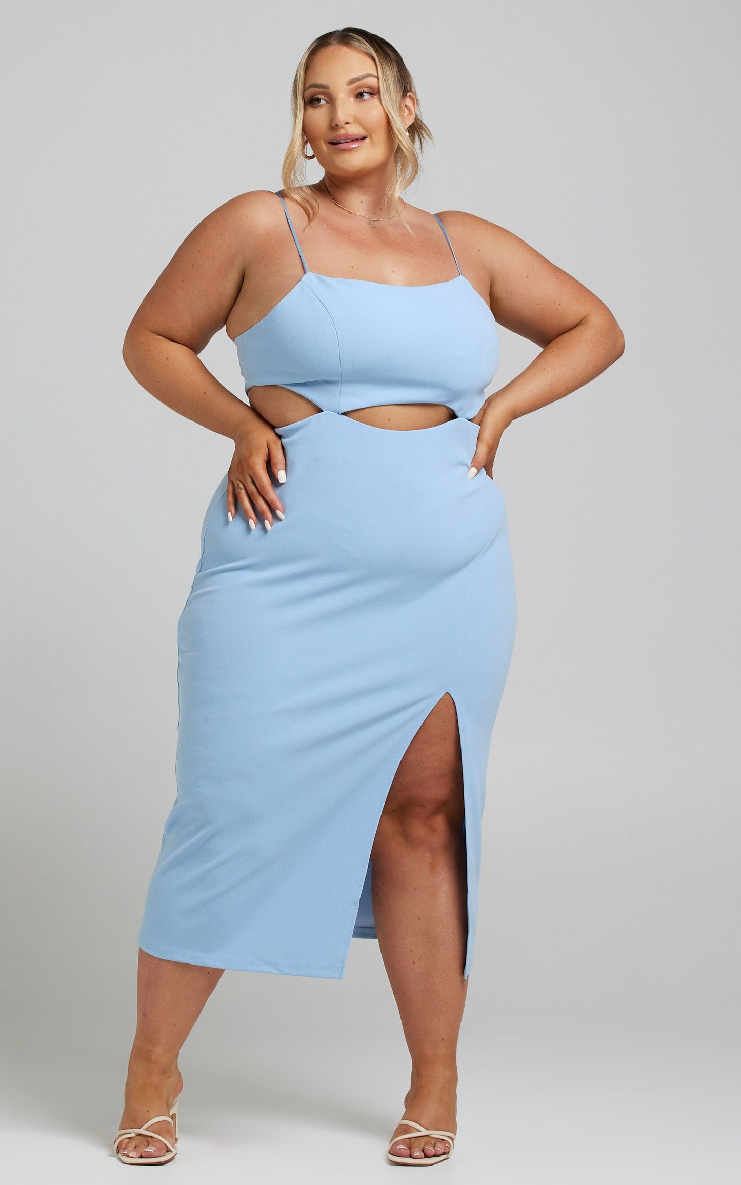 Harper Cut Out Underbust Dress in Light Blue