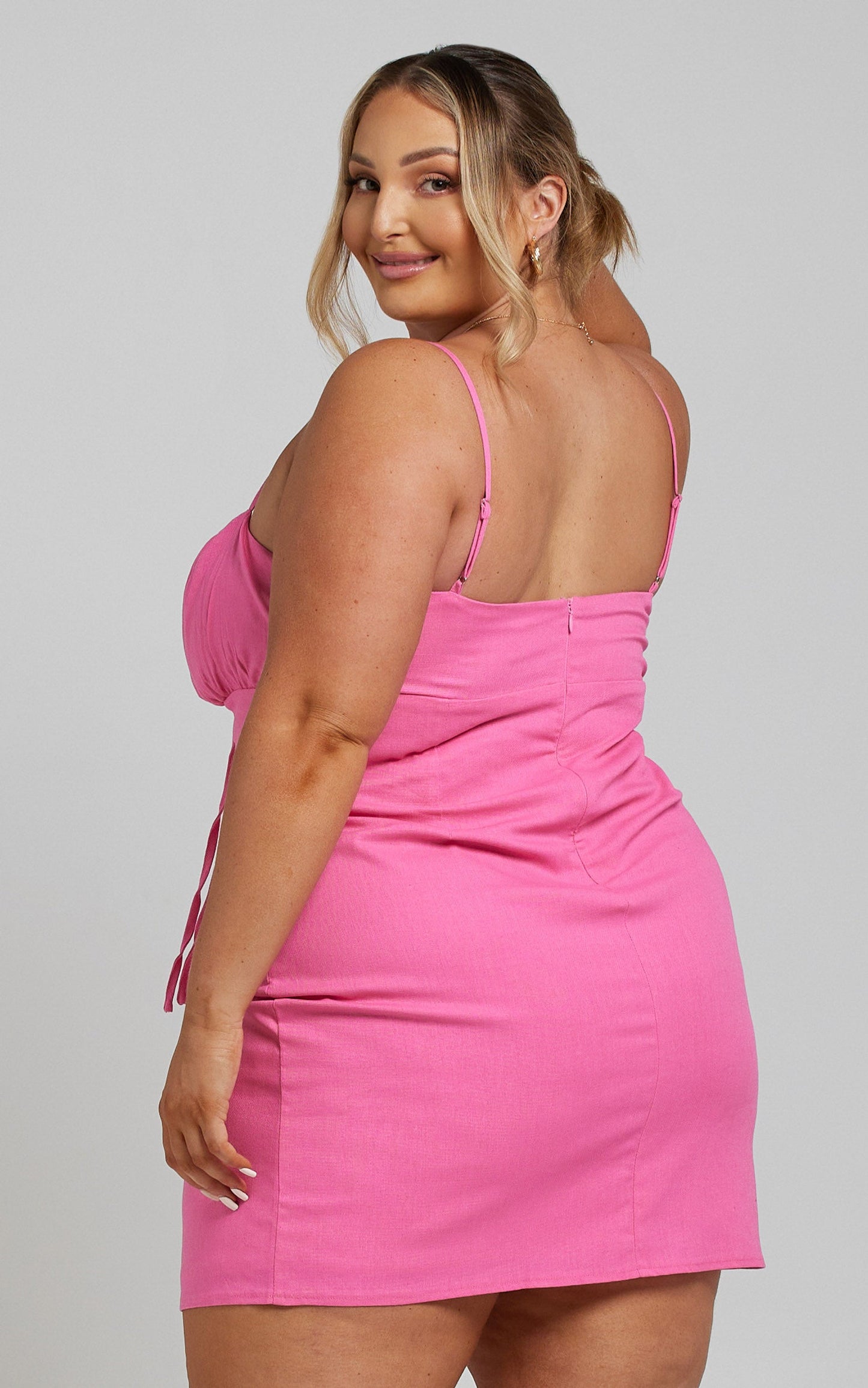 Break Free With Me Linen Blend Dress in Pink Linen Look