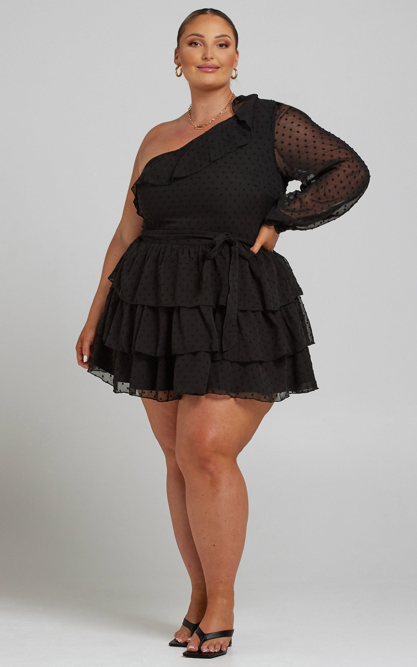 Day Dreamer One Shoulder Mini Dress in Black