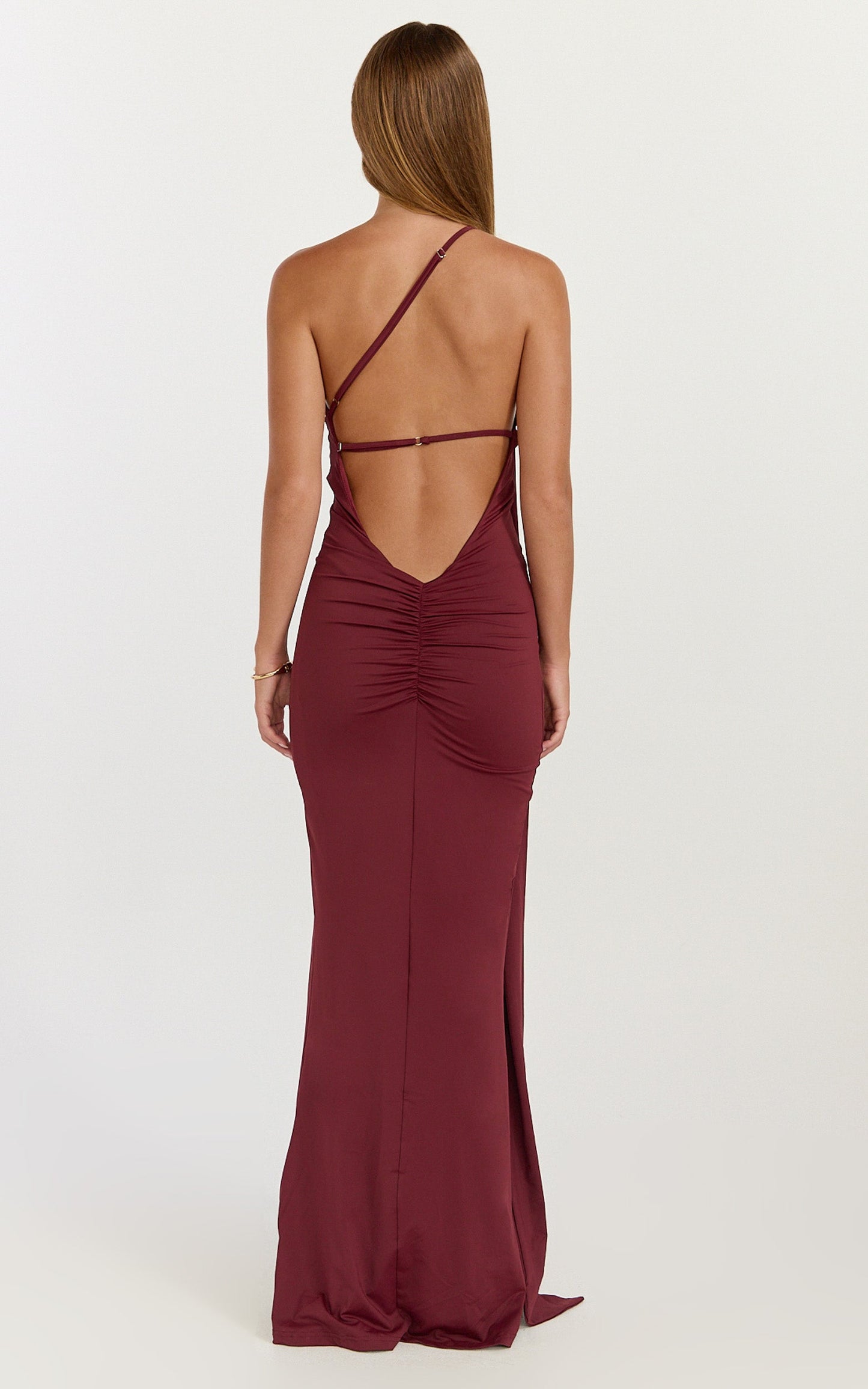 Seraphine Maxi Dress - Halter Neck Low Back Fit And Flare Dress in Wine