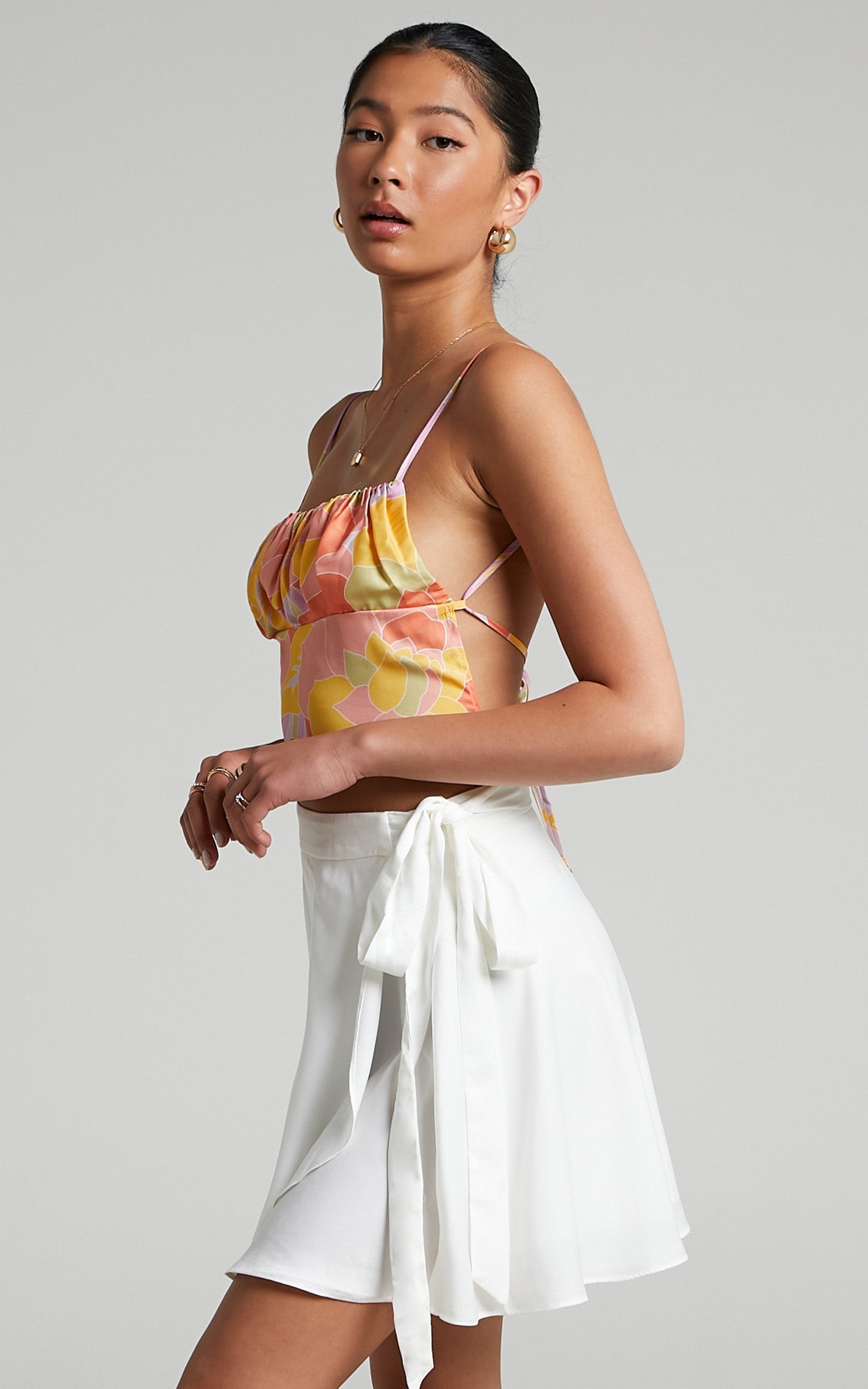 Serendipity Wrap Skirt in White Satin