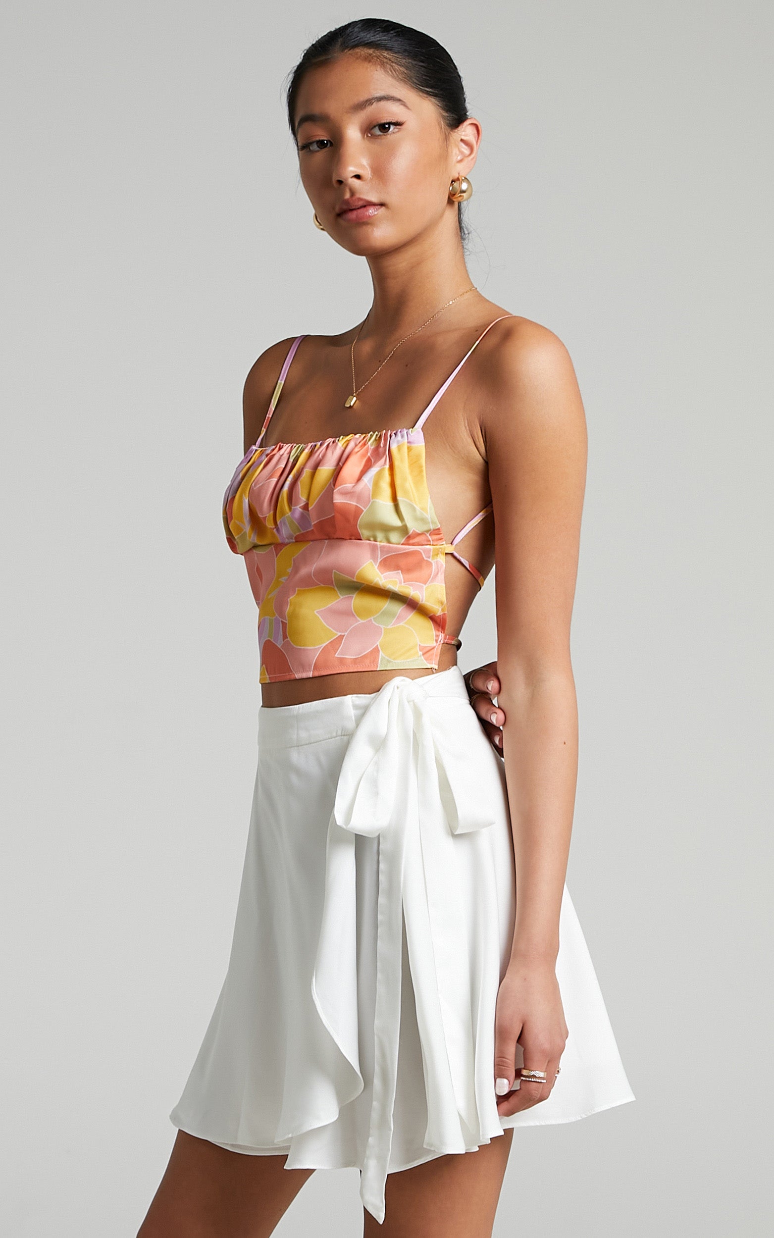 Serendipity Wrap Skirt in White Satin