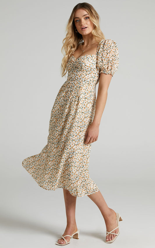 Seven Wonders - Yasmine Midi Dress in Yellow Floral