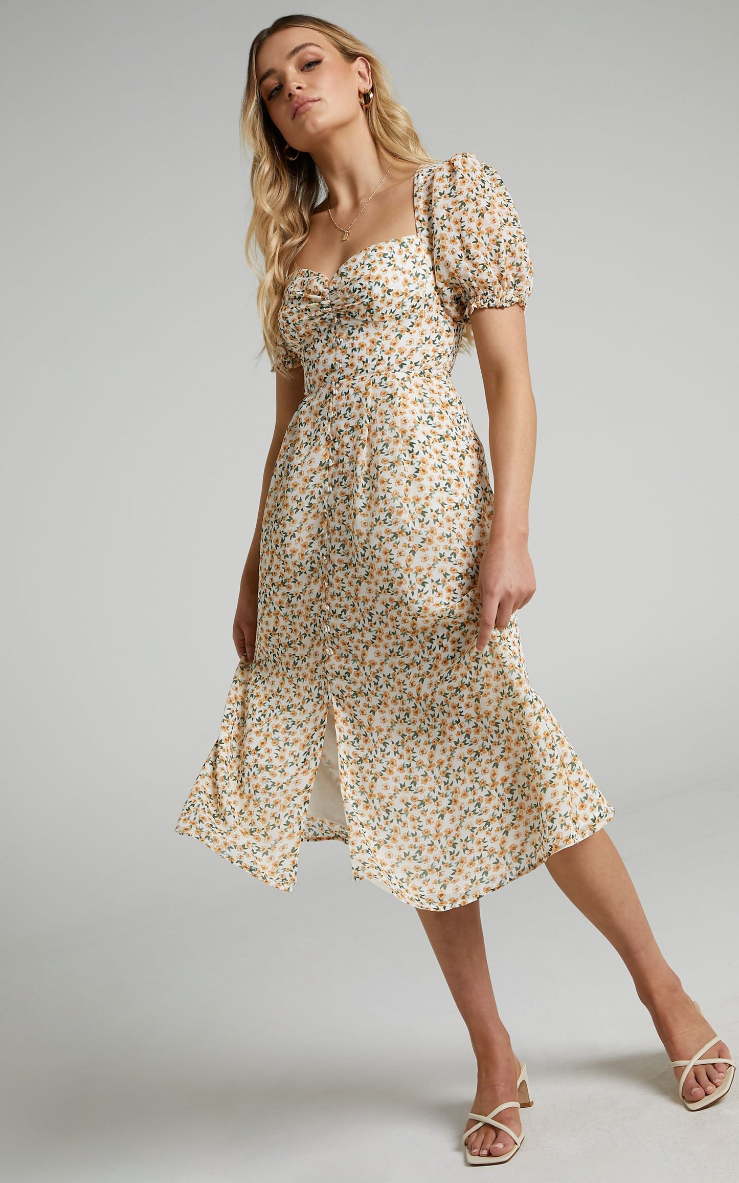 Seven Wonders - Yasmine Midi Dress in Yellow Floral