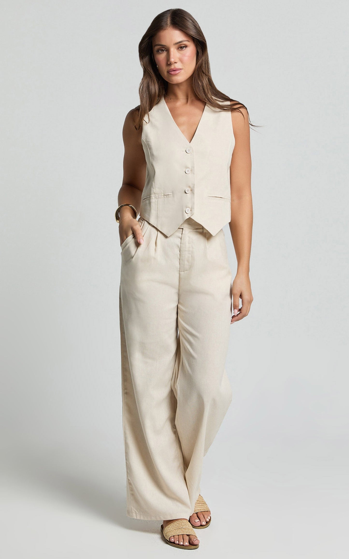 Seven Wonders - Zephy Linen Blend Pant in Sand