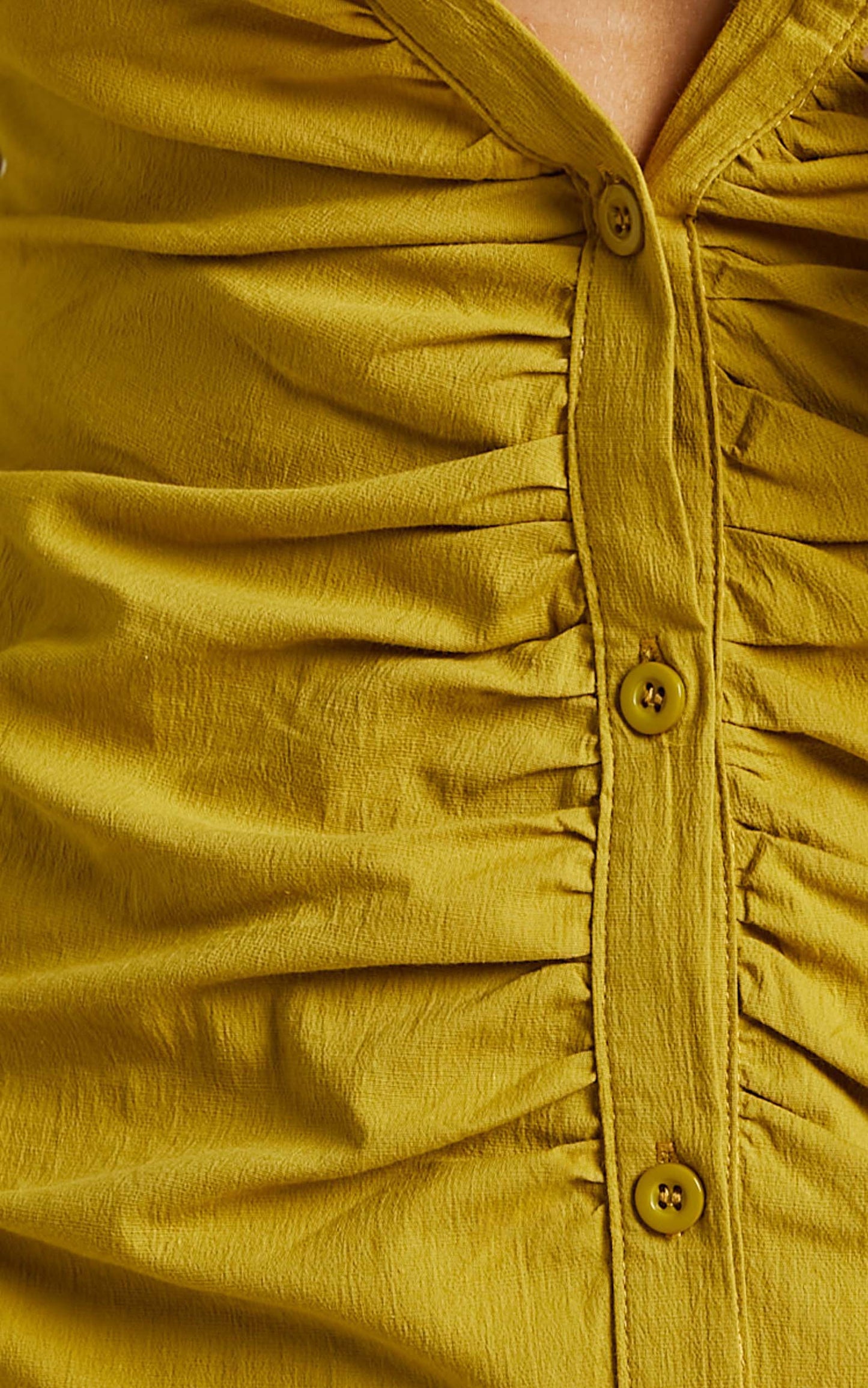 Shadleen Long Sleeve Button Up Mini Dress in Chartreuse