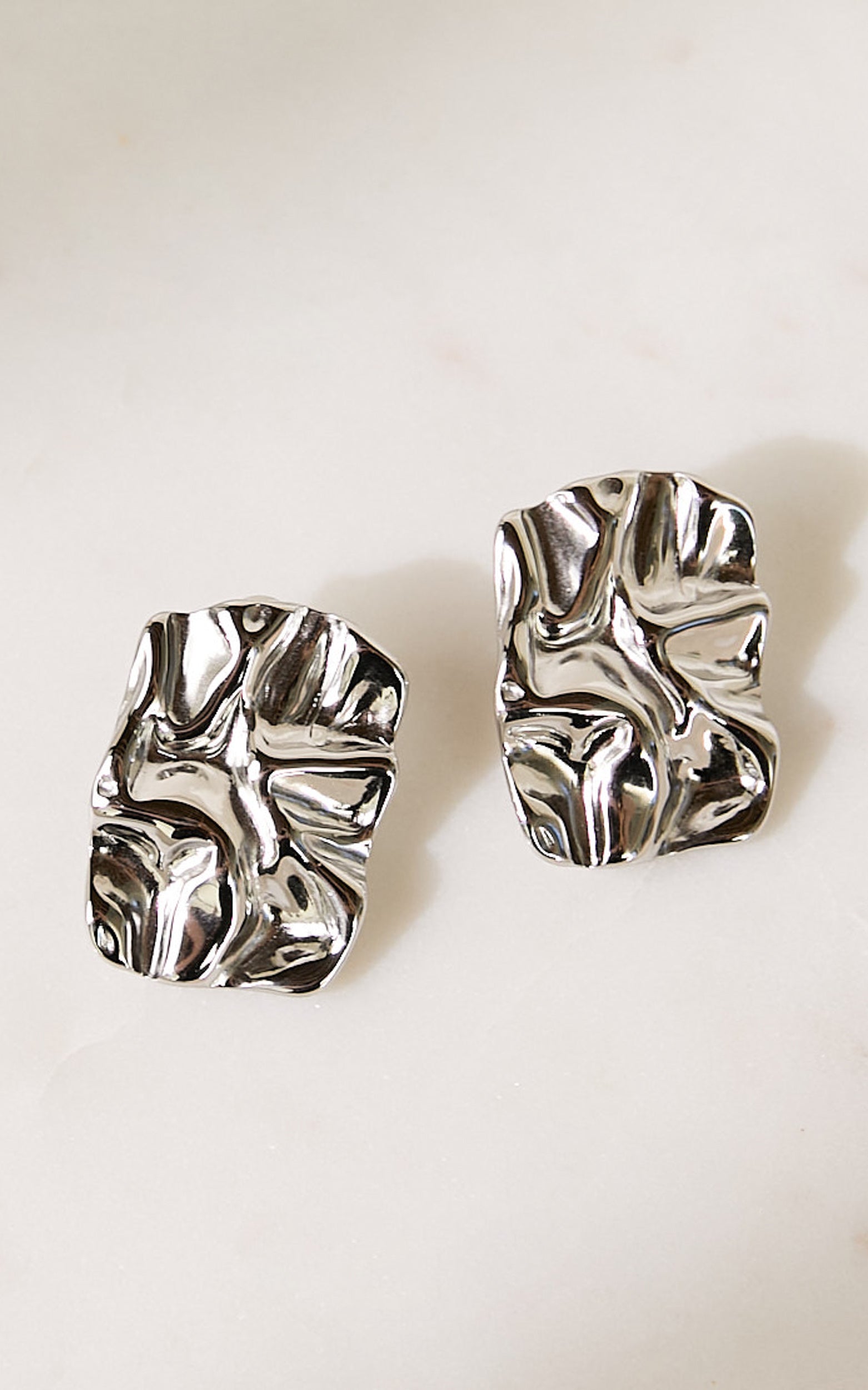 Shailene Earrings - Textured Rectangular Earrings in Silver