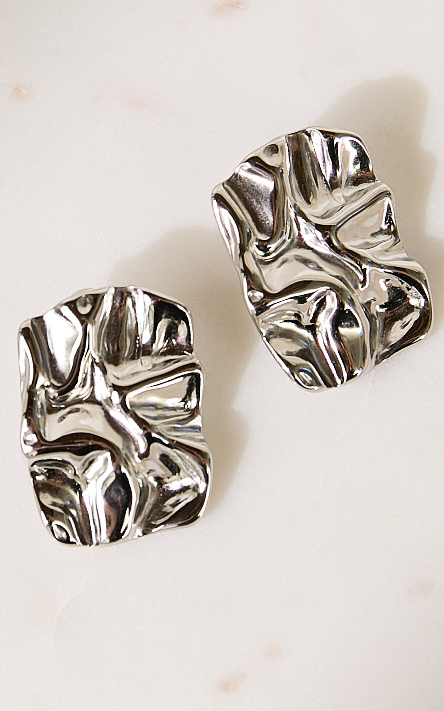 Shailene Earrings - Textured Rectangular Earrings in Silver