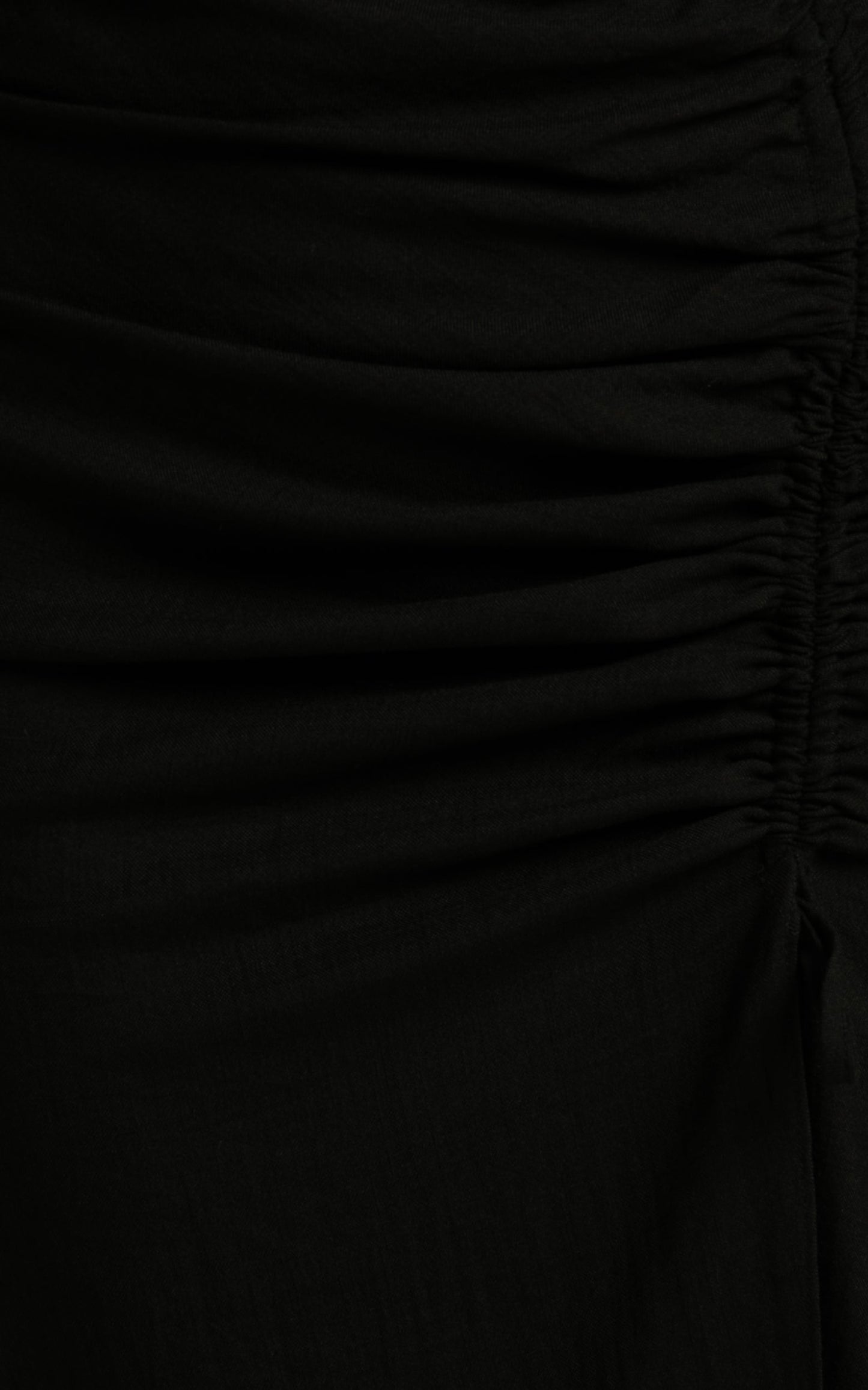 Shamir Two Piece Set - Balloon Sleeve Crop Top and Ruched Split Midi Skirt Set in Black