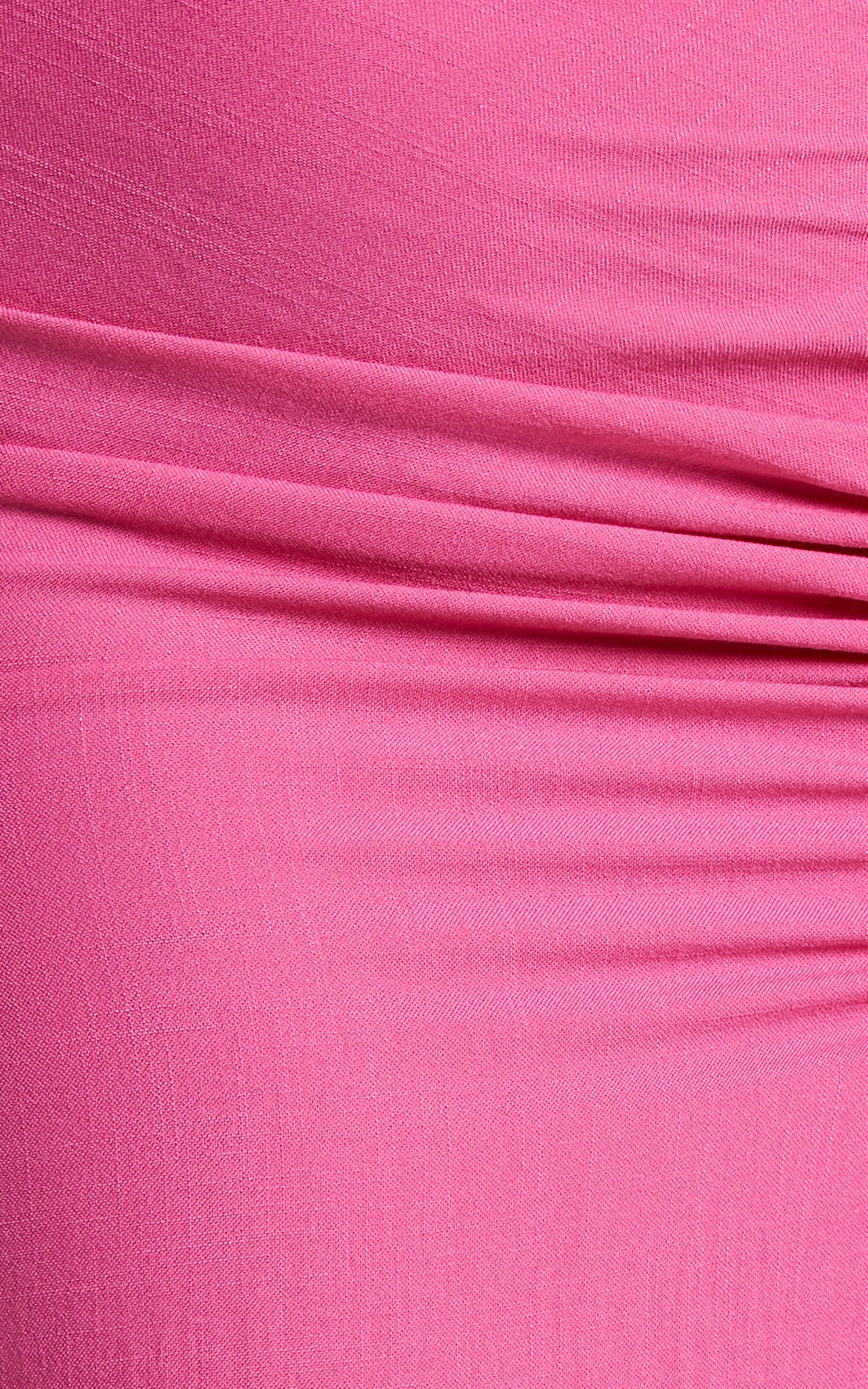 Shamir Two Piece Set - Balloon Sleeve Crop Top and Ruched Split Midi Skirt Set in Hot Pink