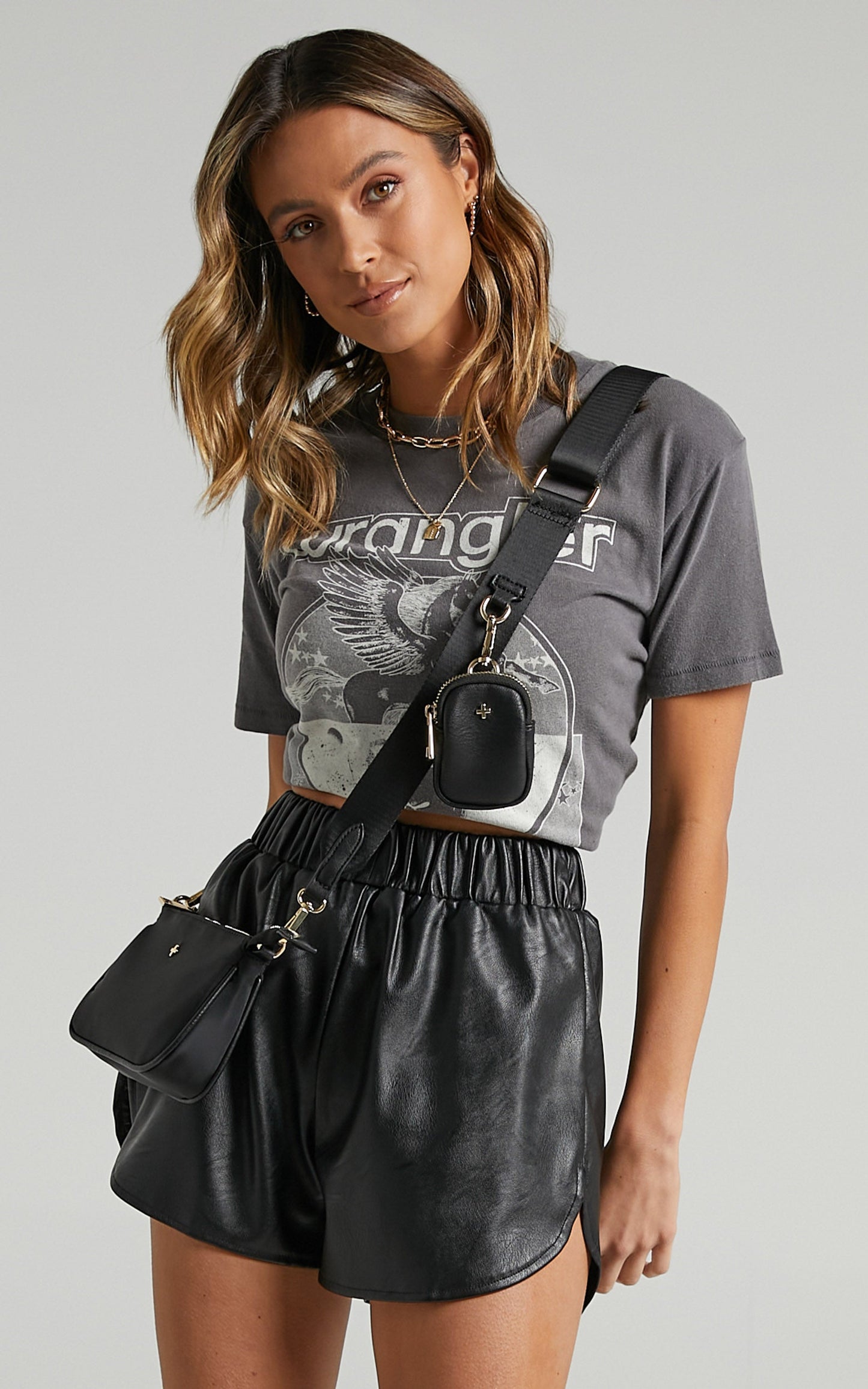 Shanae Shorts in Black Leatherette