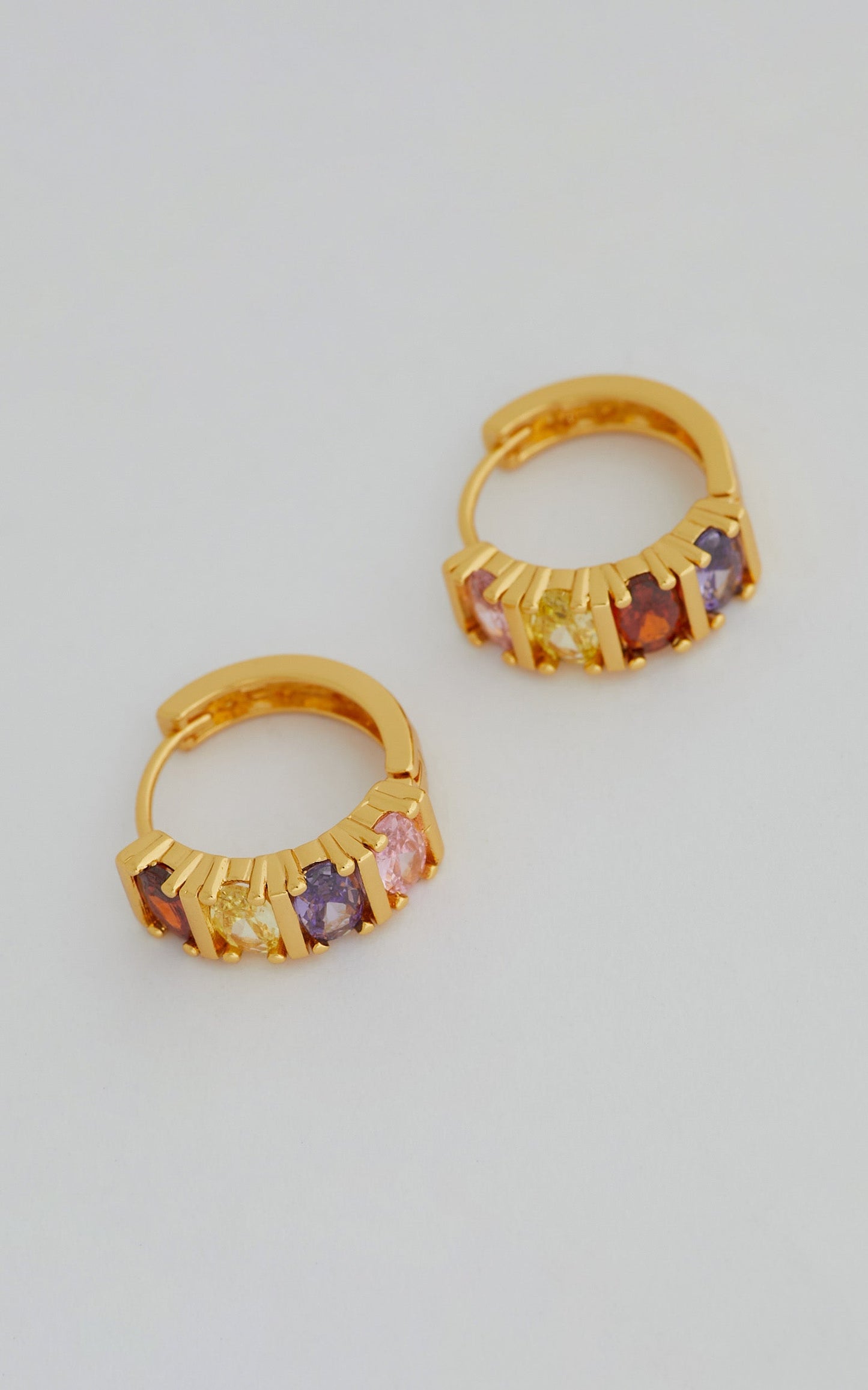 Shashna Multi Gemstone Hoop Earrings in Gold