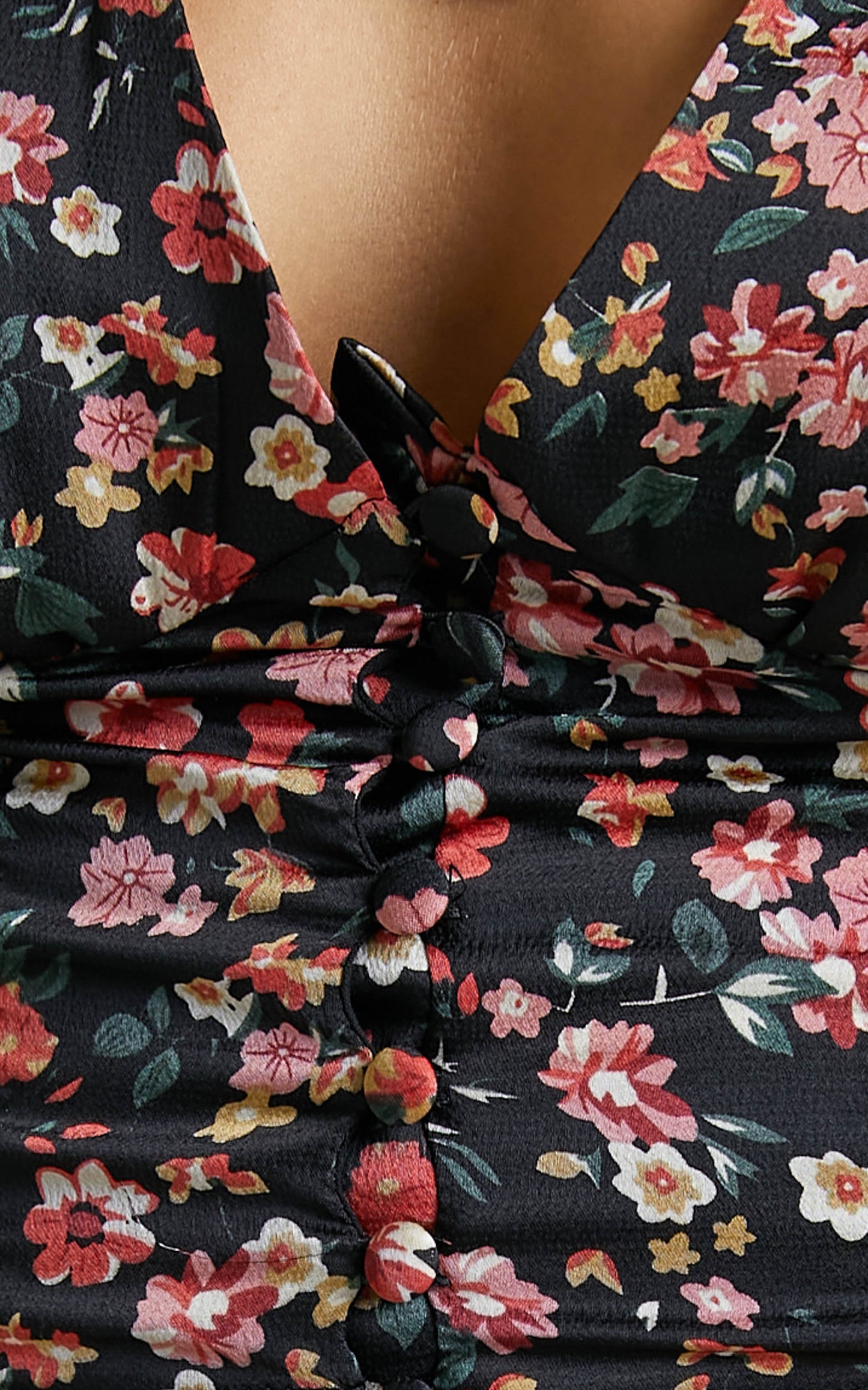Shay Top - V Neck Balloon Sleeve Top in Black Floral