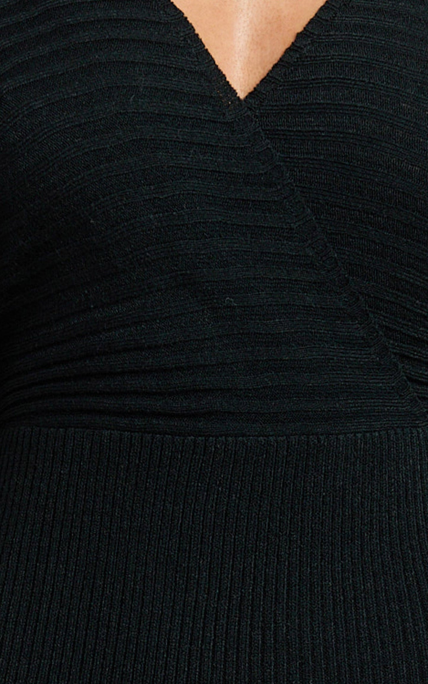 Sheika Midi Dress - Long Sleeve Off Shoulder Knit Dress in Black