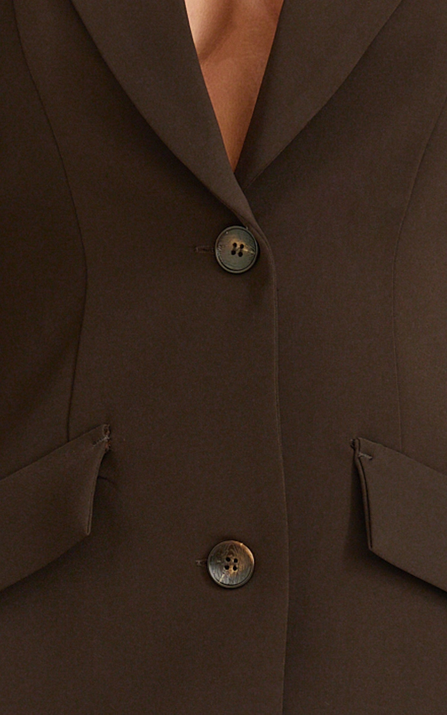 Shelley Mini Dress - Collared Double Breasted Blazer Dress in Dark Chocolate