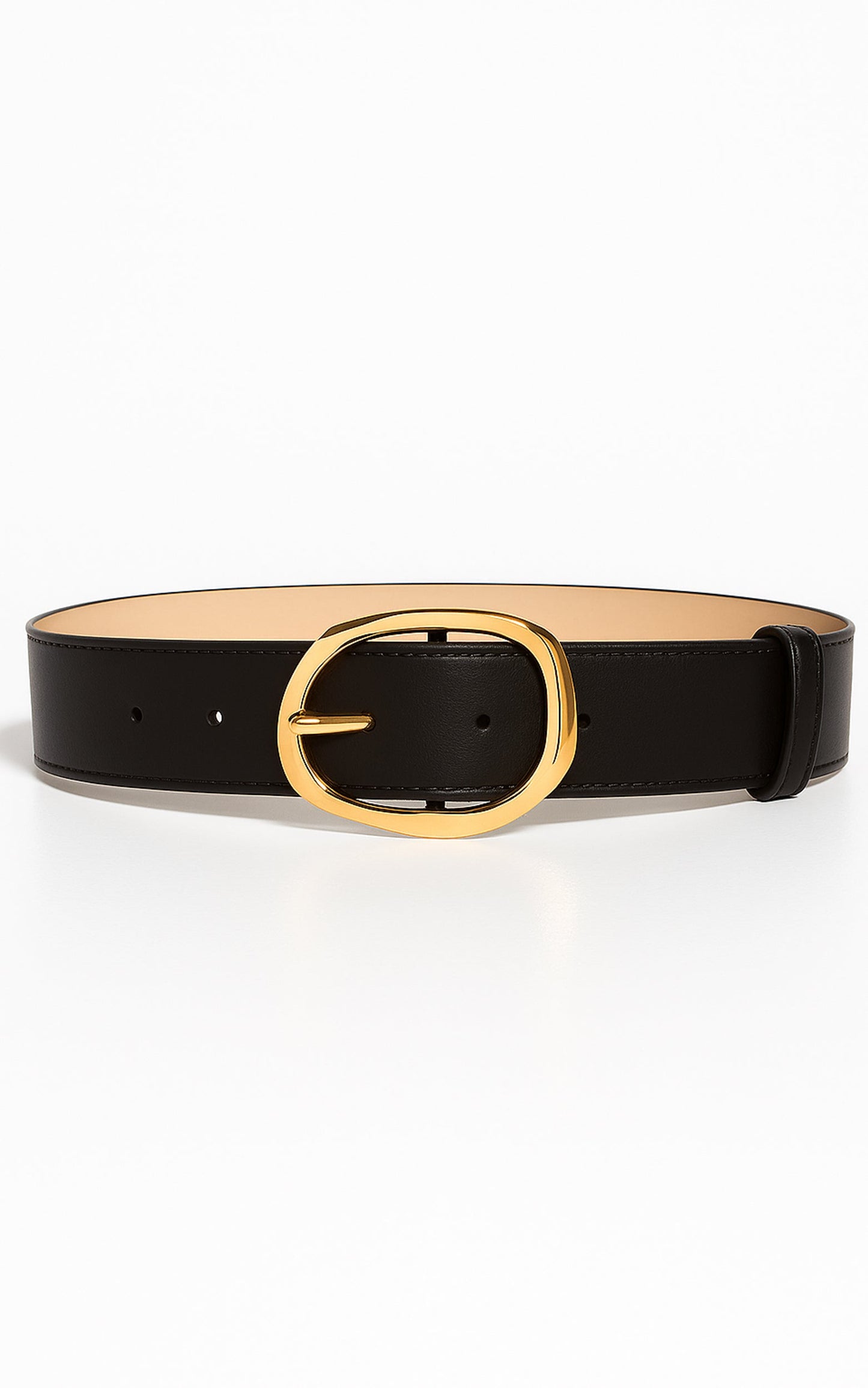 Shelley Belt - Oval Buckle Belt in Black
