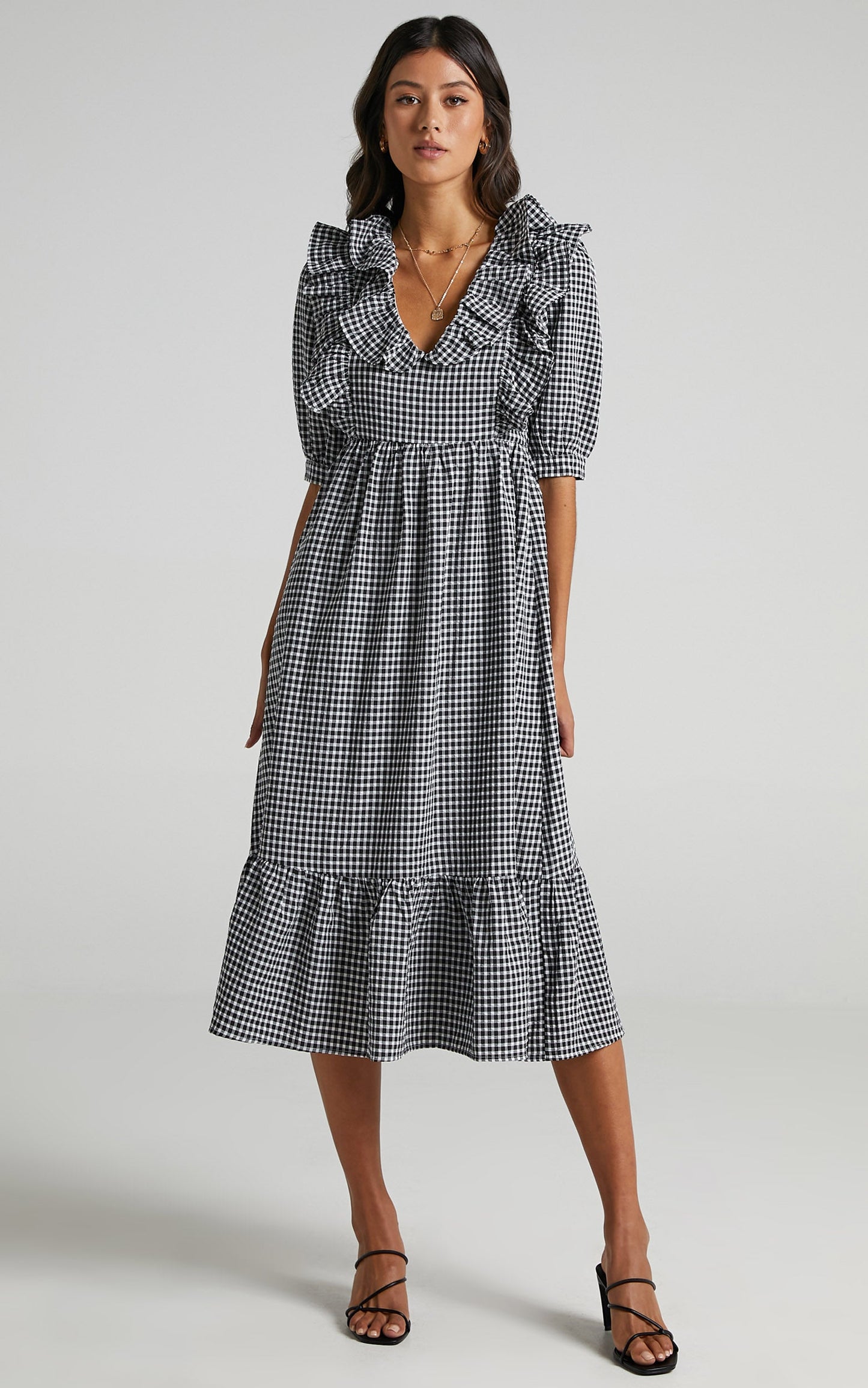 Shema Dress in Black Check